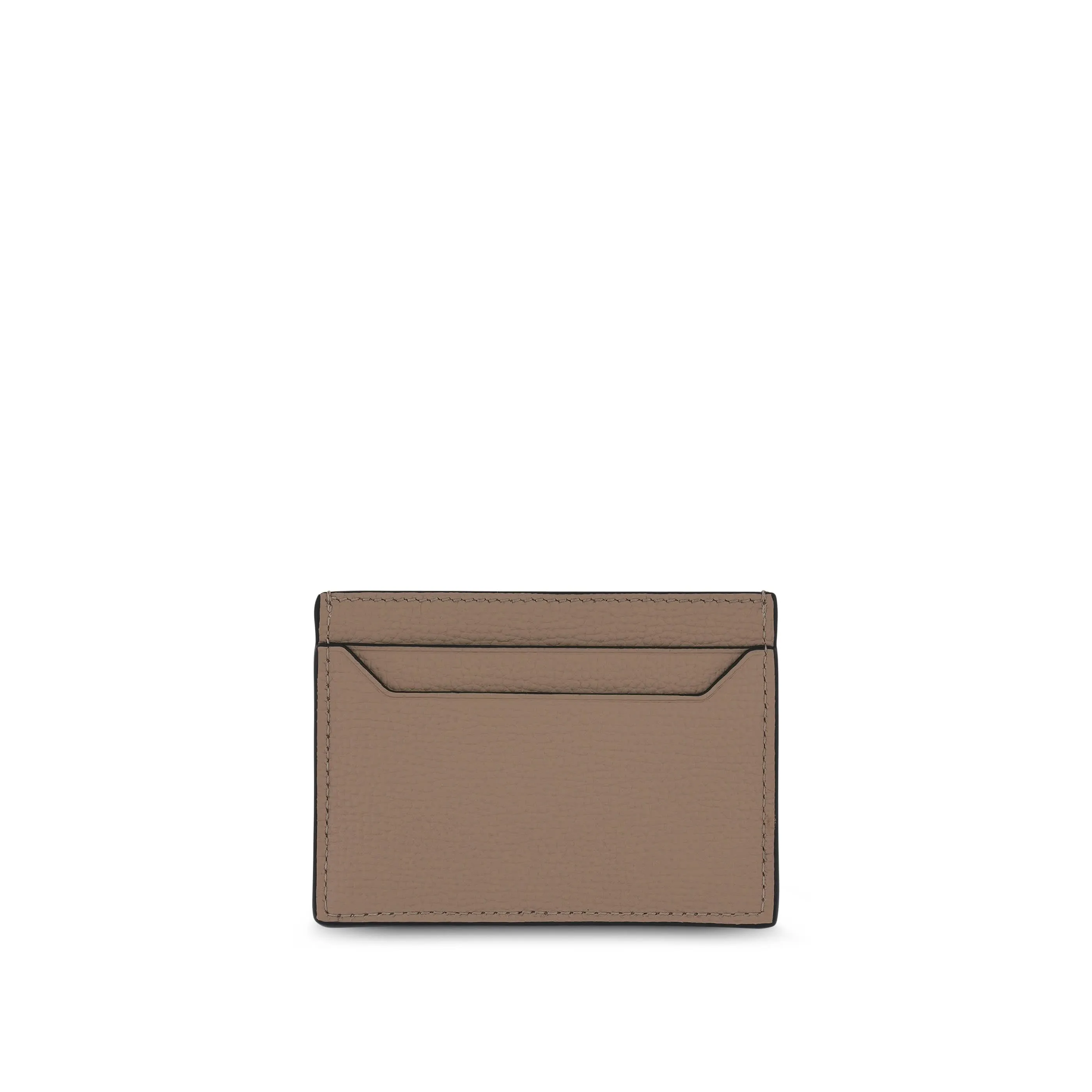 Anagram Plain Cardholder in Pebble Grain Calfskin in Sand