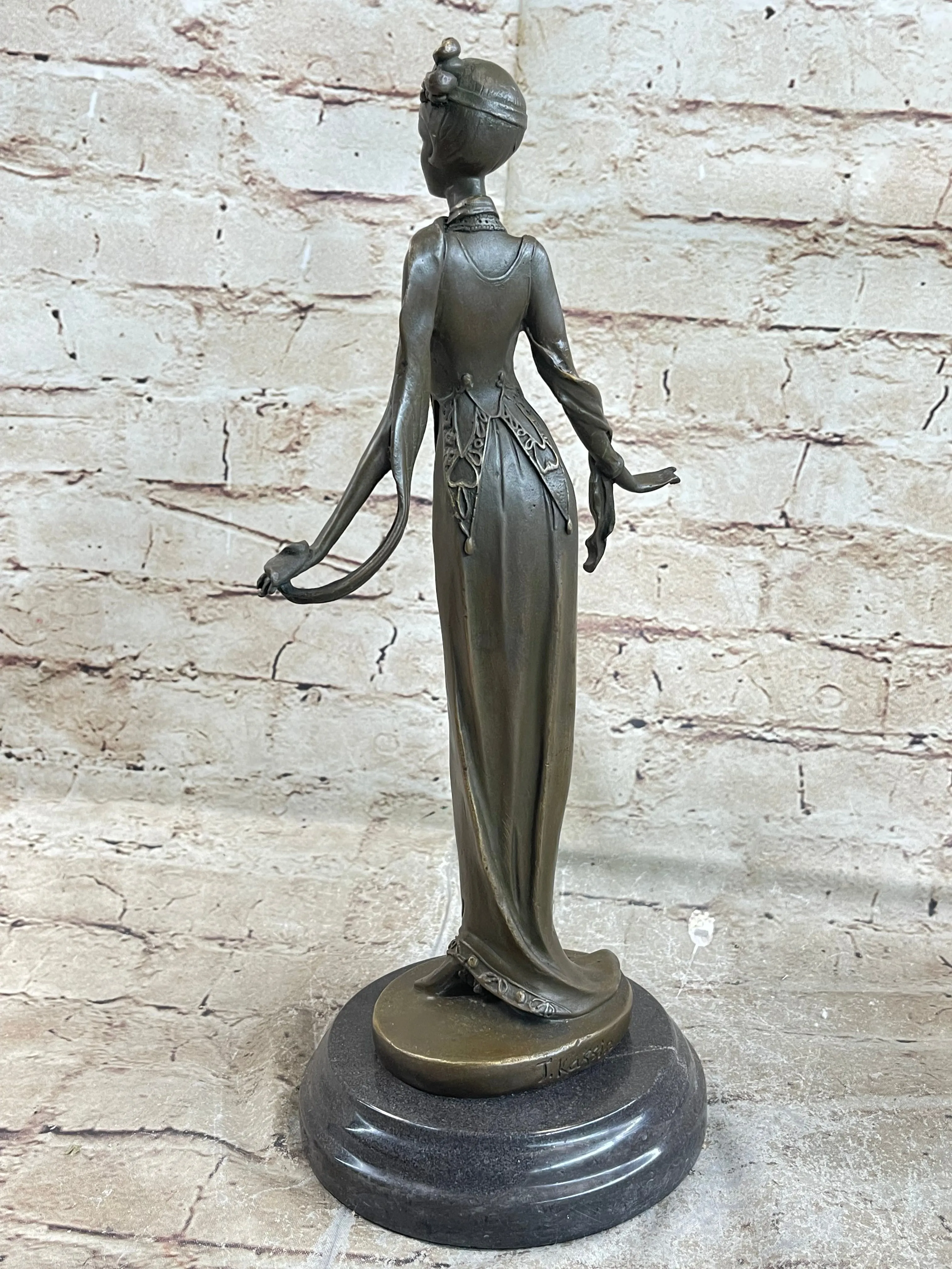 Art Deco Bronze Fashion Model Statue Sculpture Figure Decor 13" x 5"