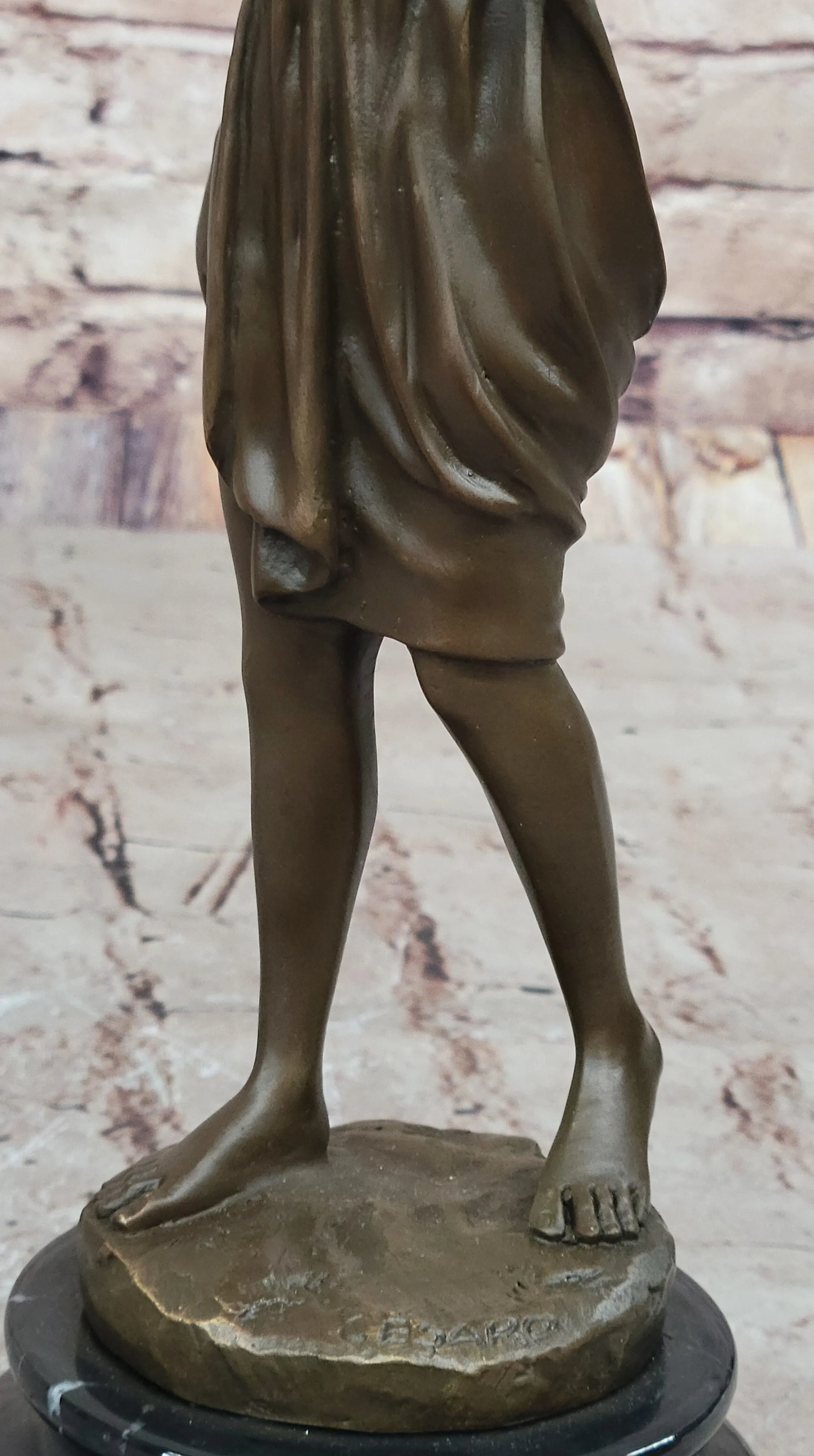 Bronze Nude Woman Figurine Elegant Classical Sculpture on Marble Base