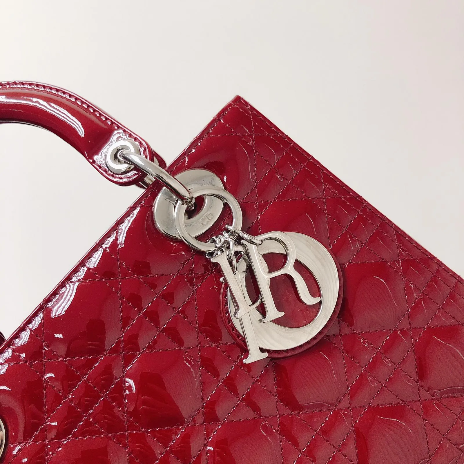 Cannage Lady Dior Medium in Patent Red with SHW