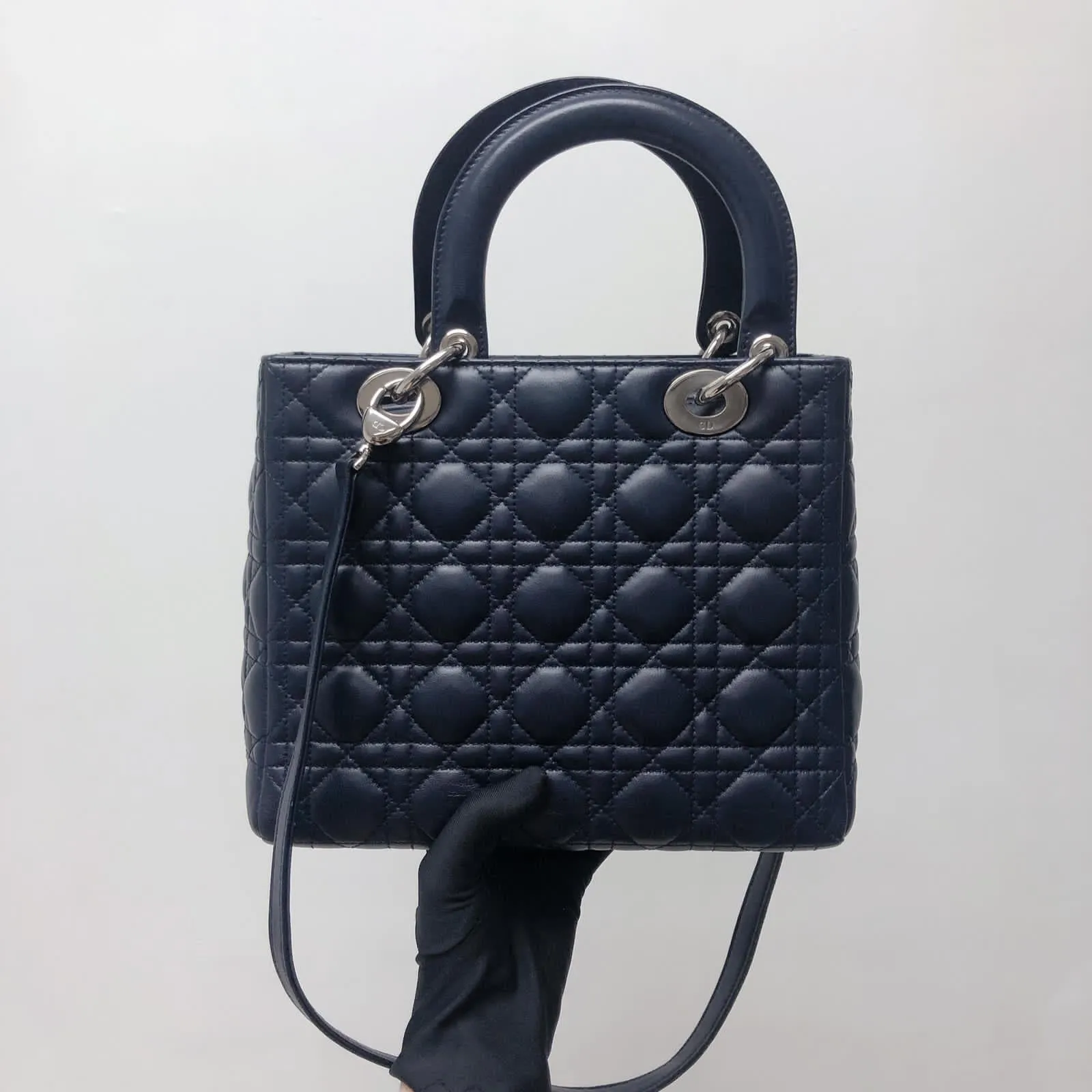 Cannage Lambskin Lady Dior Medium Dark Blue