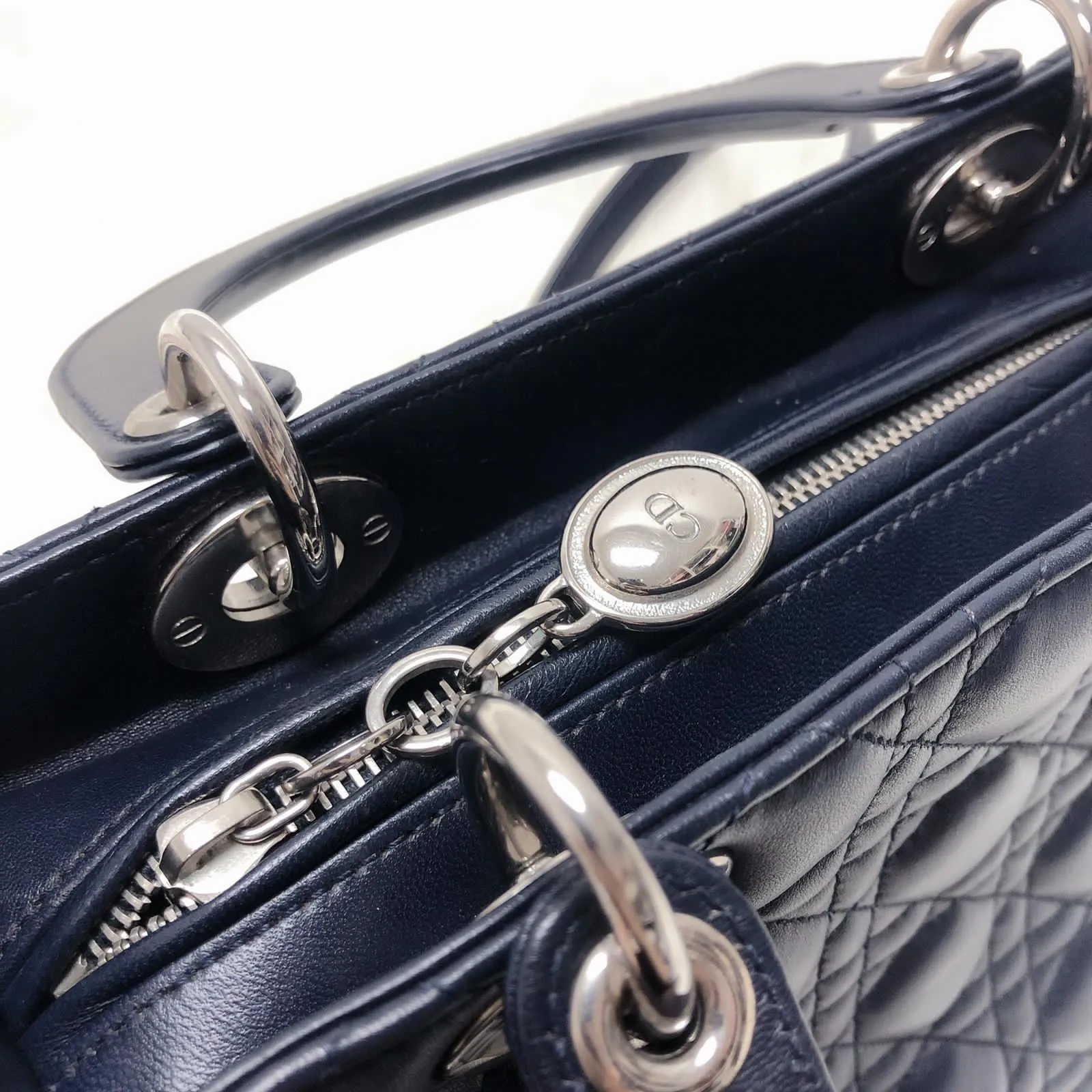 Cannage Lambskin Lady Dior Medium Dark Blue