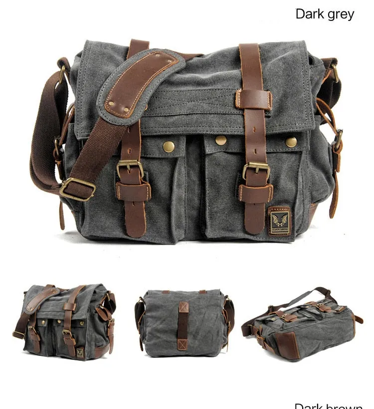 Canvas Leather Messenger Bag