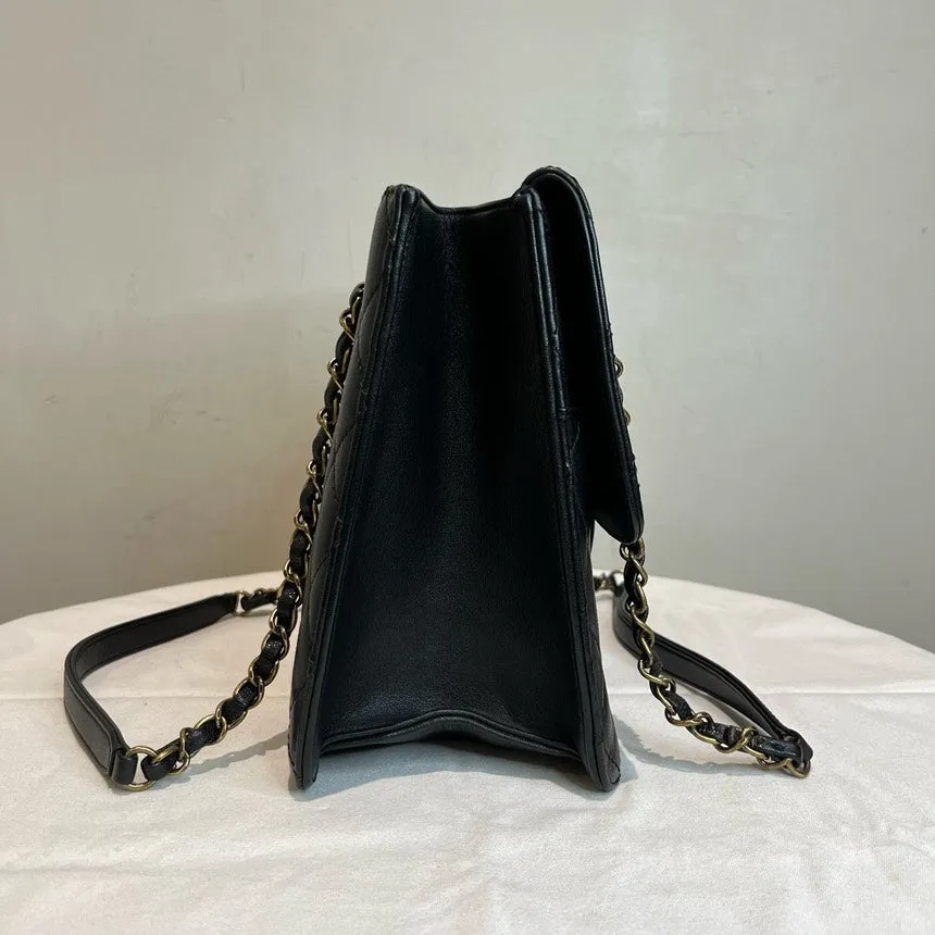 Chanel Black Lambskin Chain Bag Medium