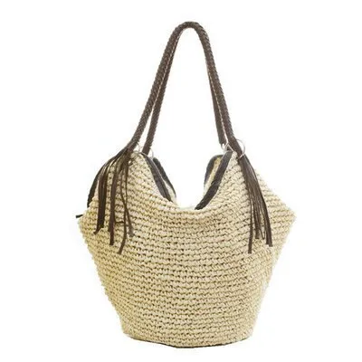 Christmas Gift Bohemian Straw Women Shoulder Bags Casual Large Capacity Rattan Tote Woven Wicker Tassel Buckets Lady Handbags Summer Beach Sac