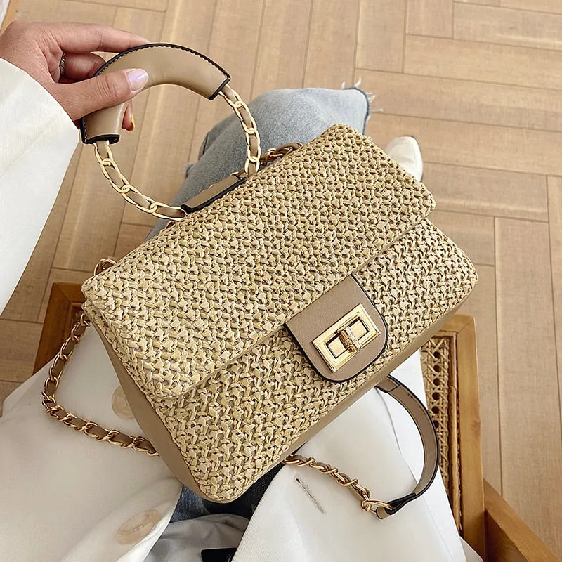 Christmas Gift Elegant Female Weave Square Tote bag 2021 Fashion New High-quality Leather Women's Designer Handbag Chain Shoulder Messenger Bag