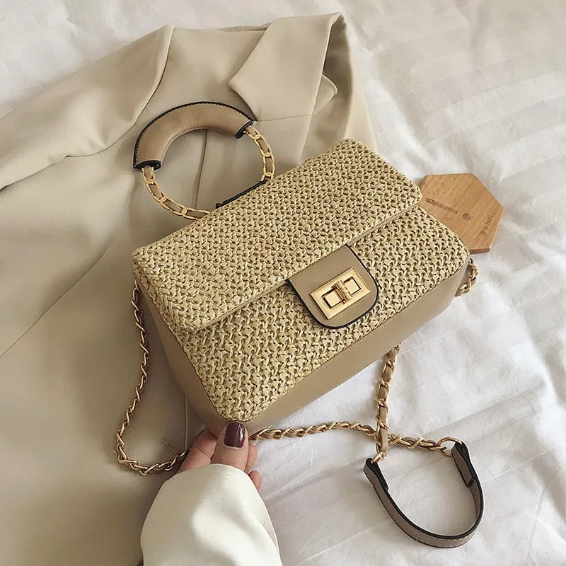 Christmas Gift Elegant Female Weave Square Tote bag 2021 Fashion New High-quality Leather Women's Designer Handbag Chain Shoulder Messenger Bag