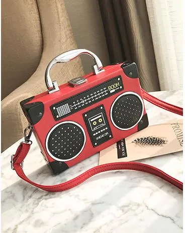 Christmas Gift Fashion Ladies HandBag Personality Sequin Radio Style Crossbody Bags For Women Pu Leather Harajuku Shoulder Messenger Bag Mini