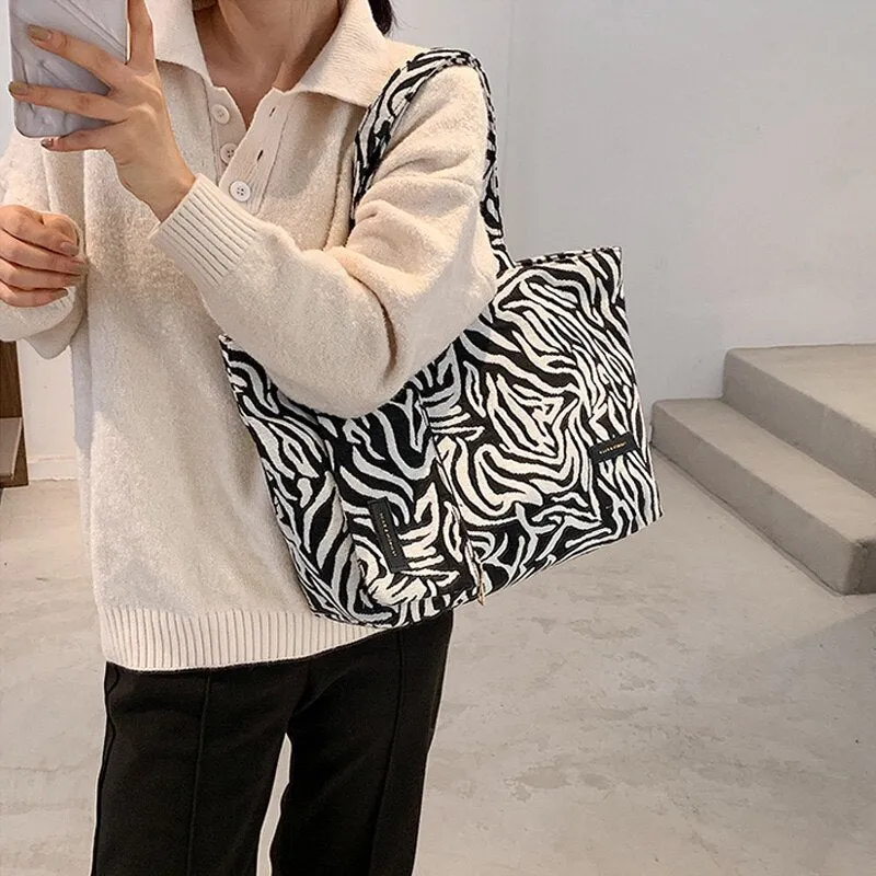 Christmas Gift Fashion Zebra Pattern Tote Bags For Women 2021 New Ladies Sexy Leopard Handbags Shoulder Bag Female Casual Travel Top-Handle Bag