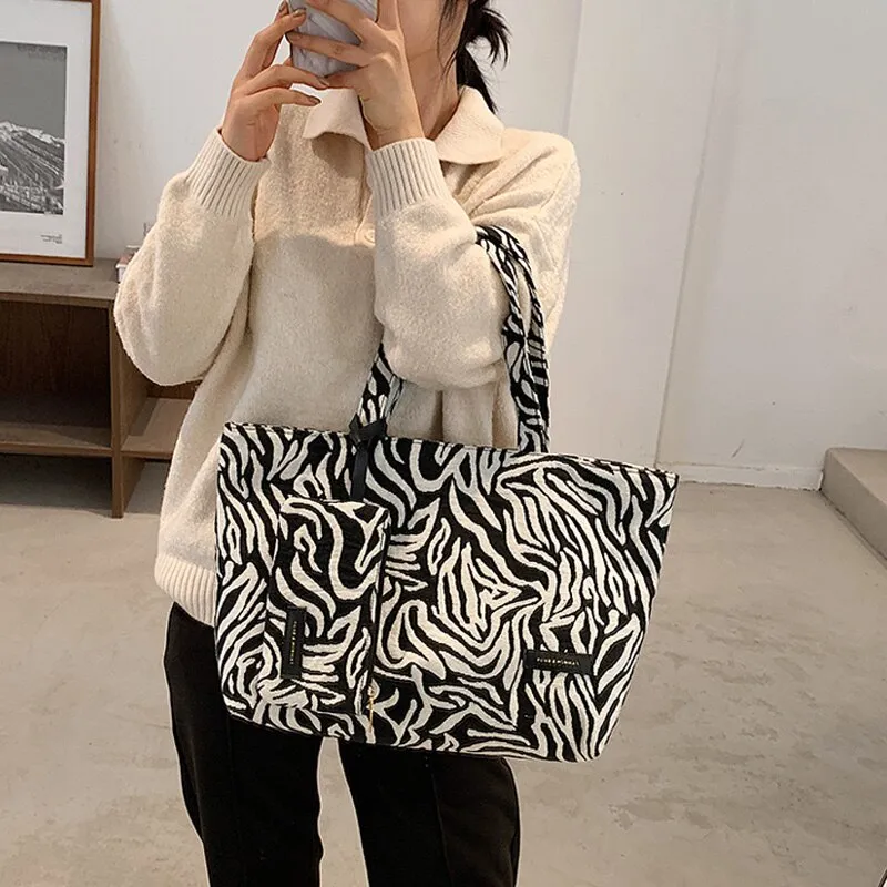 Christmas Gift Fashion Zebra Pattern Tote Bags For Women 2021 New Ladies Sexy Leopard Handbags Shoulder Bag Female Casual Travel Top-Handle Bag