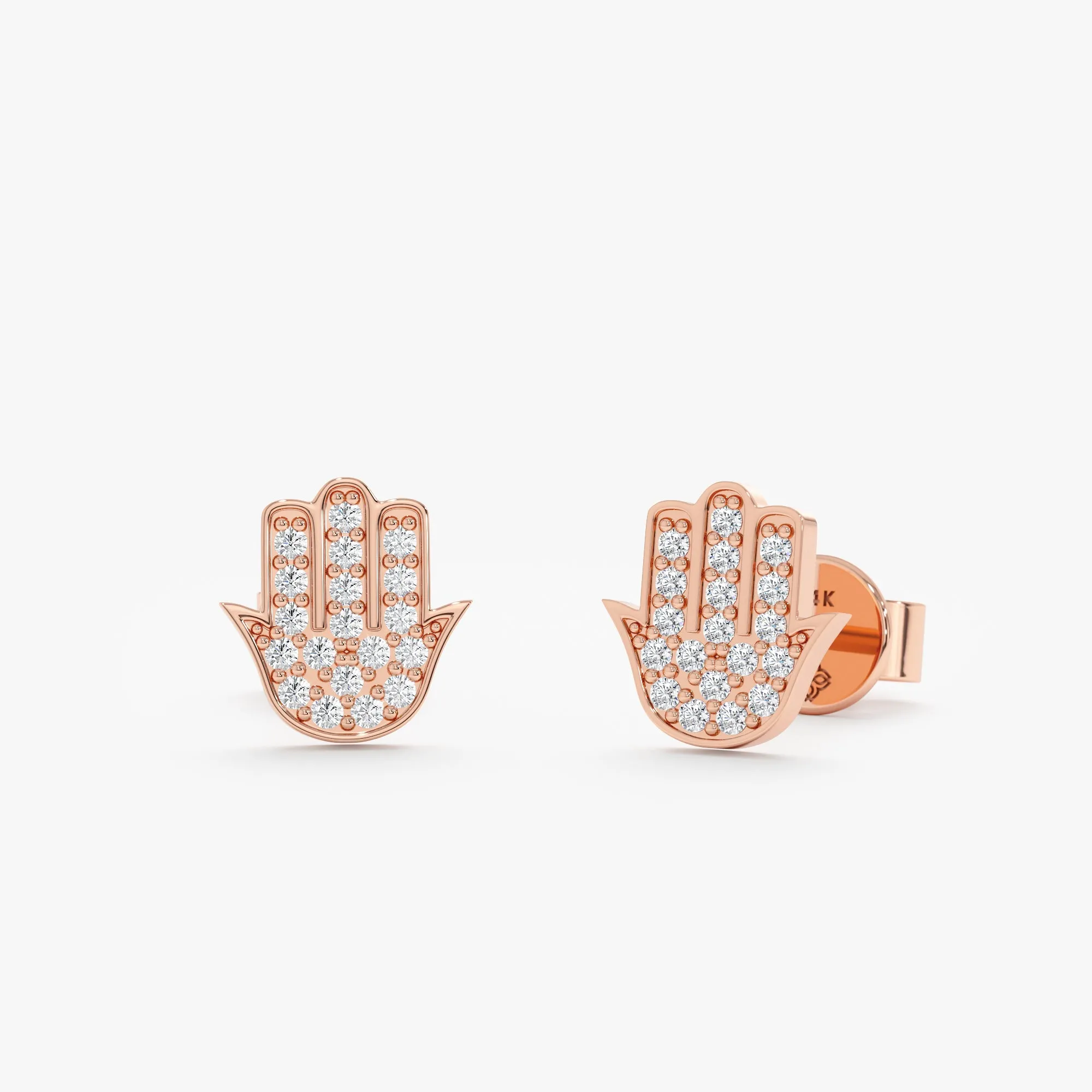 Diamond Hamsa Stud Earrings, Heidi