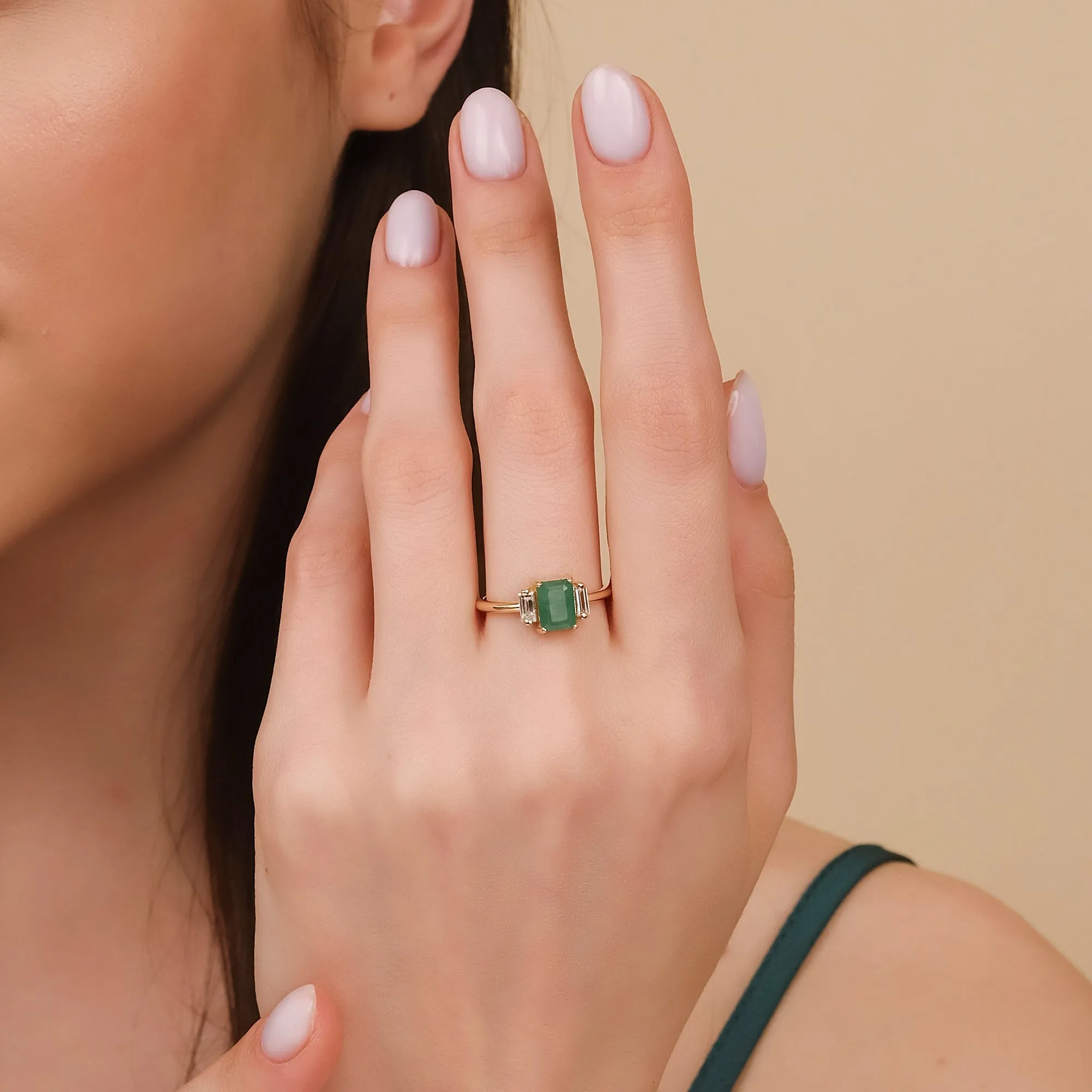 Emerald and Diamond Engagement Ring, Lauryn