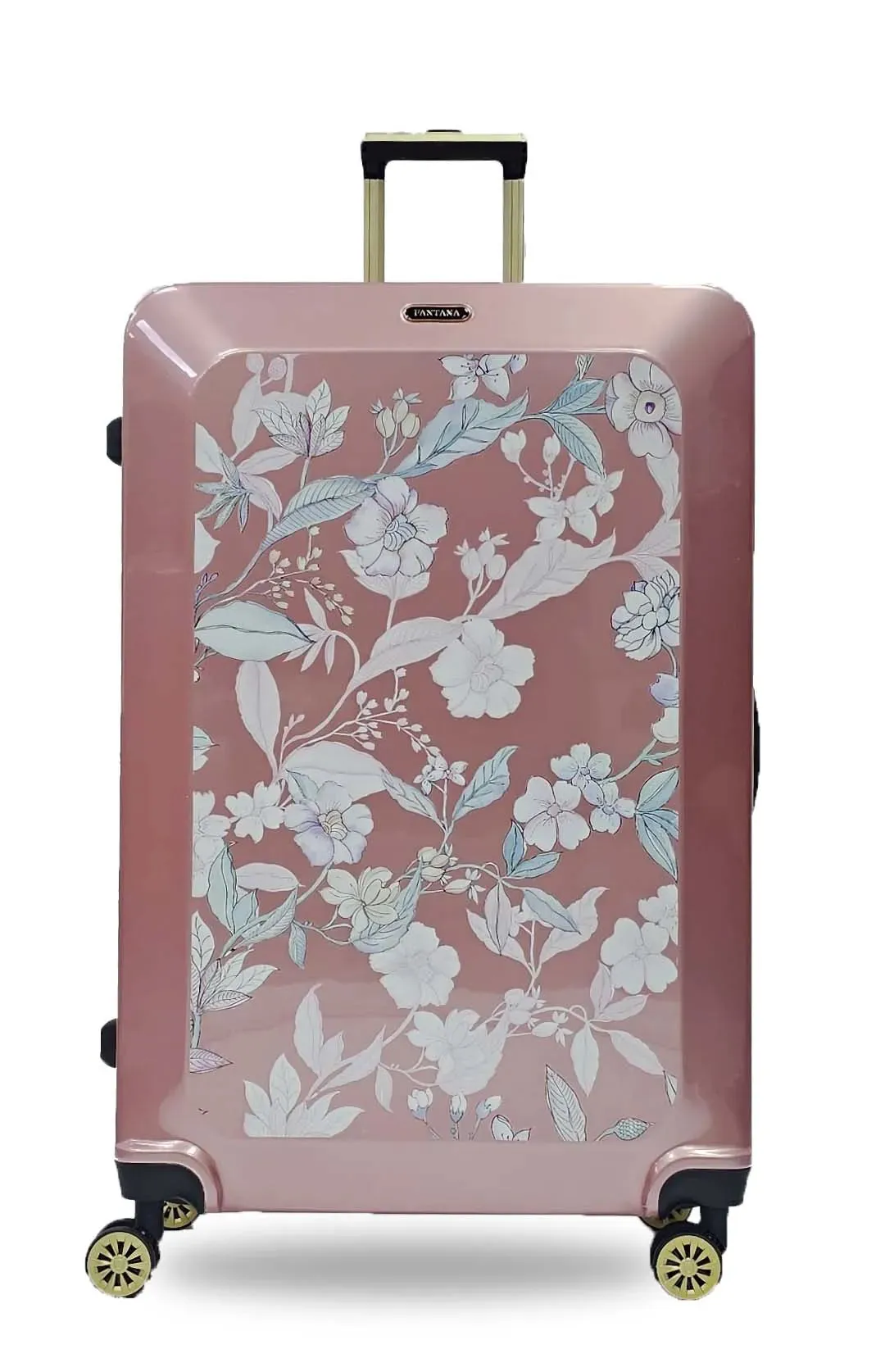 Floral Shiny Hard Case Shell Roller Wheels Suitcase