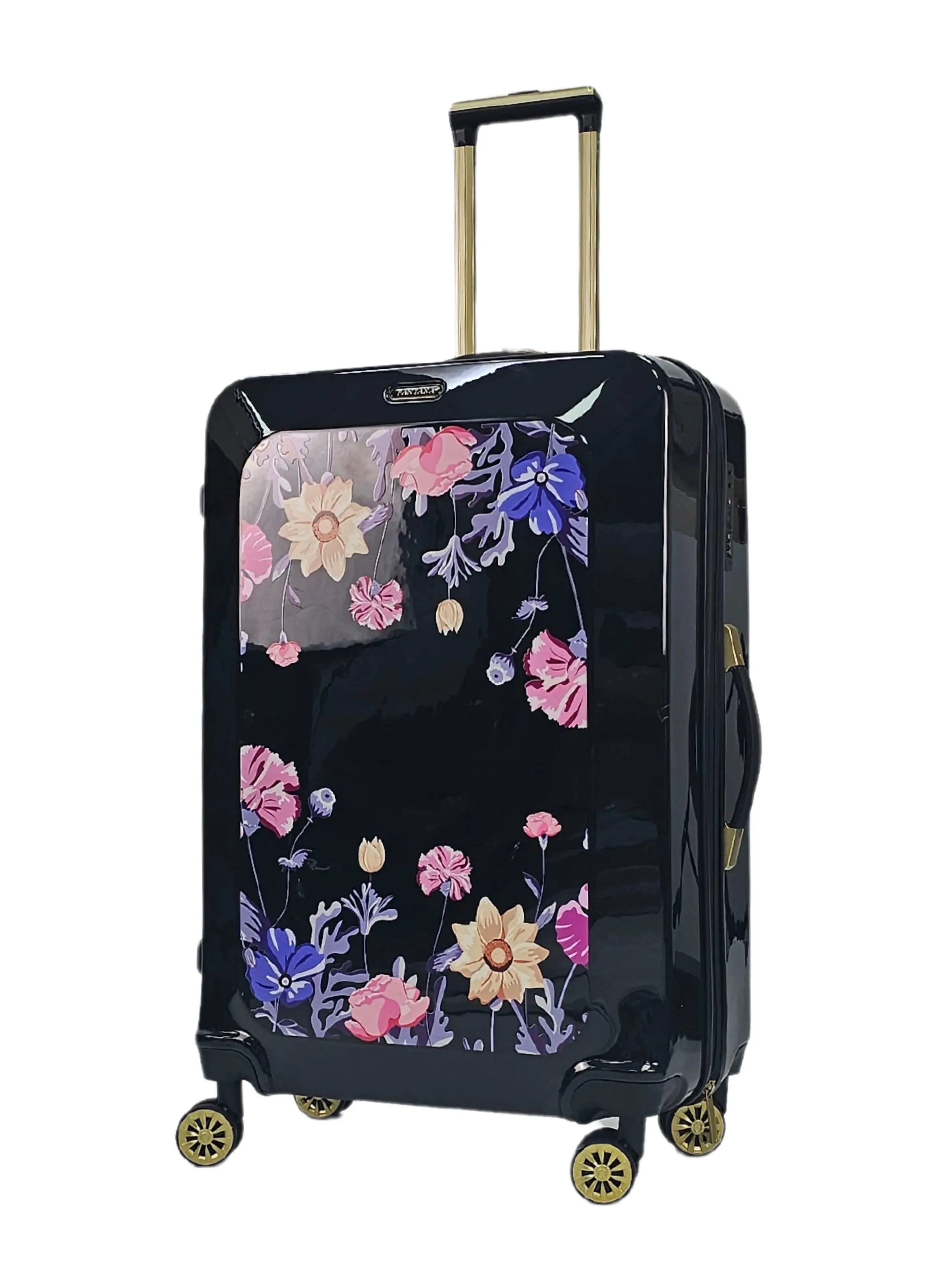 Floral Shiny Hard Case Shell Roller Wheels Suitcase