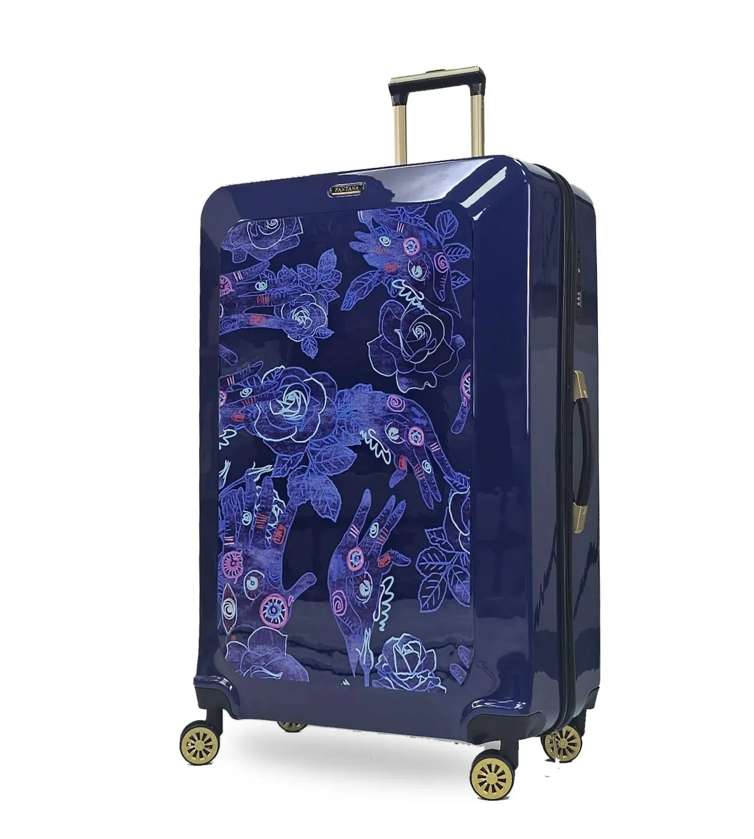 Floral Shiny Hard Case Shell Roller Wheels Suitcase