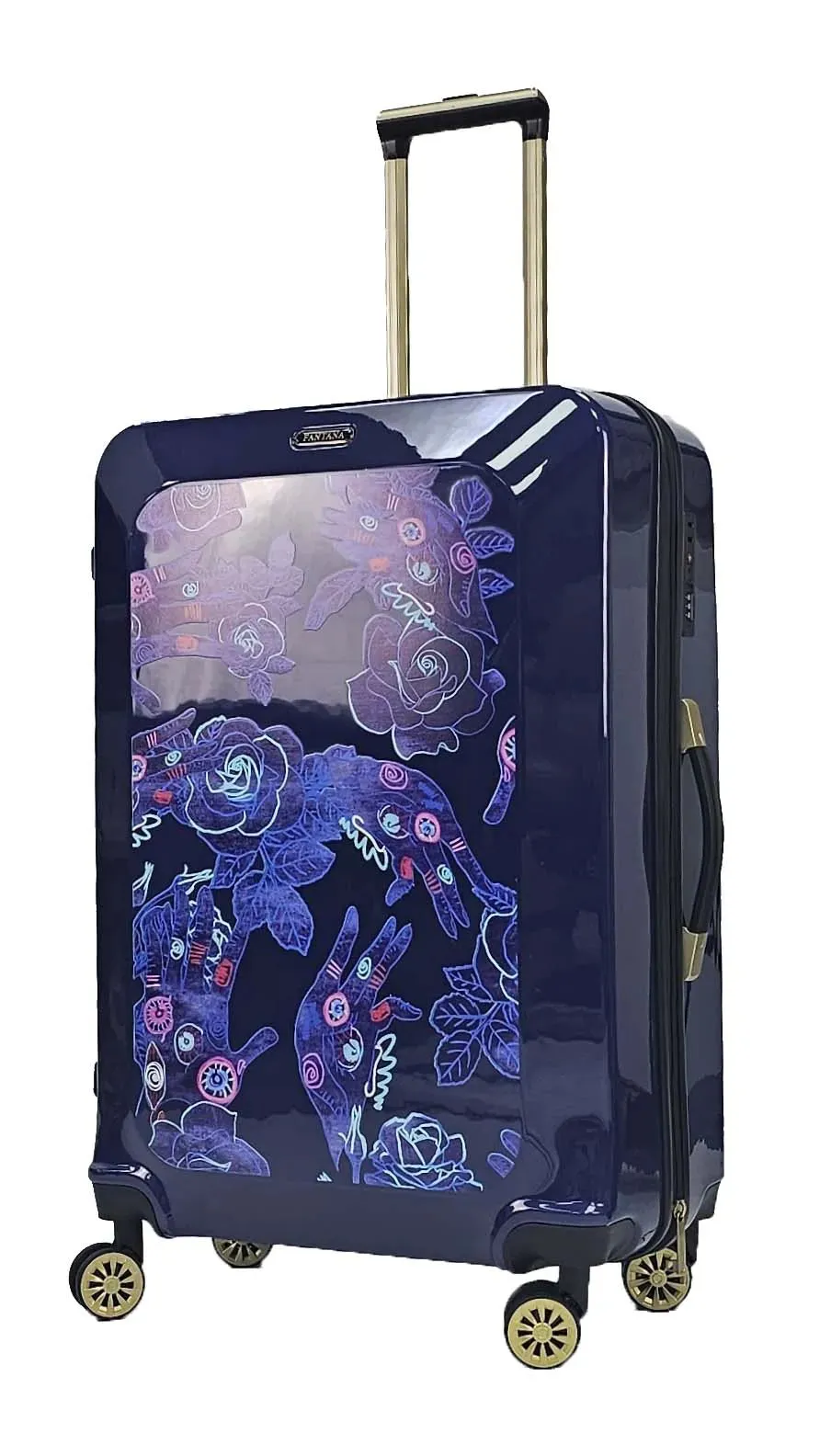 Floral Shiny Hard Case Shell Roller Wheels Suitcase