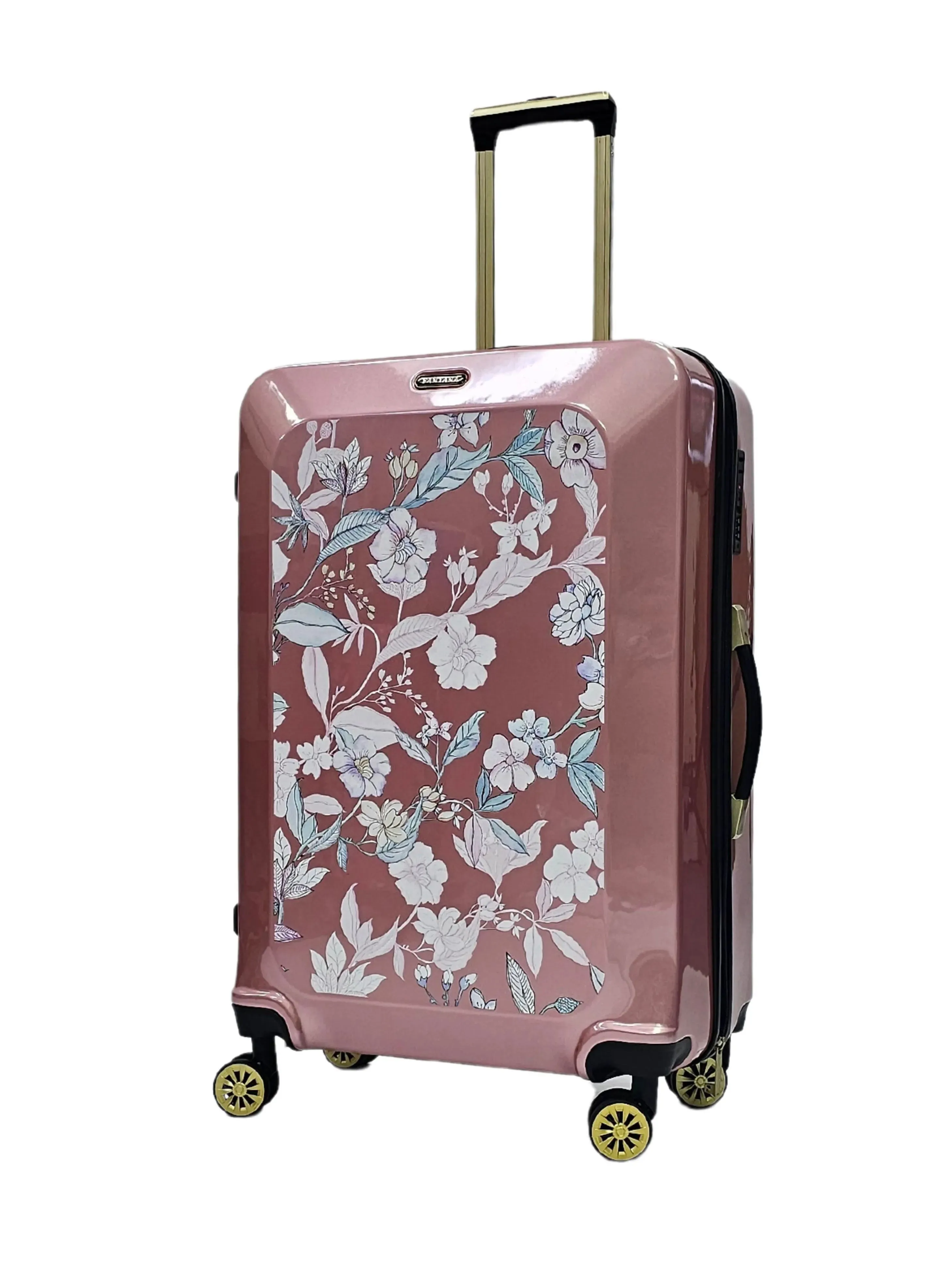 Floral Shiny Hard Case Shell Roller Wheels Suitcase