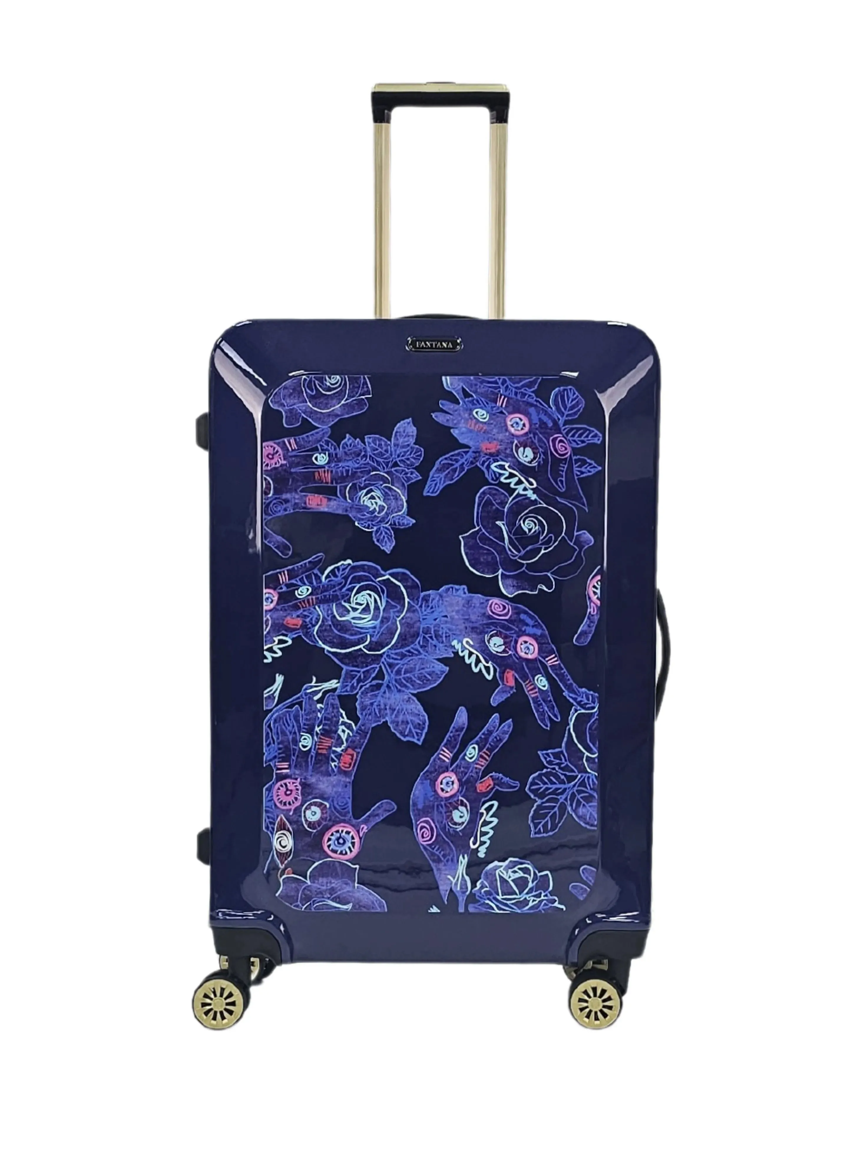 Floral Shiny Hard Case Shell Roller Wheels Suitcase