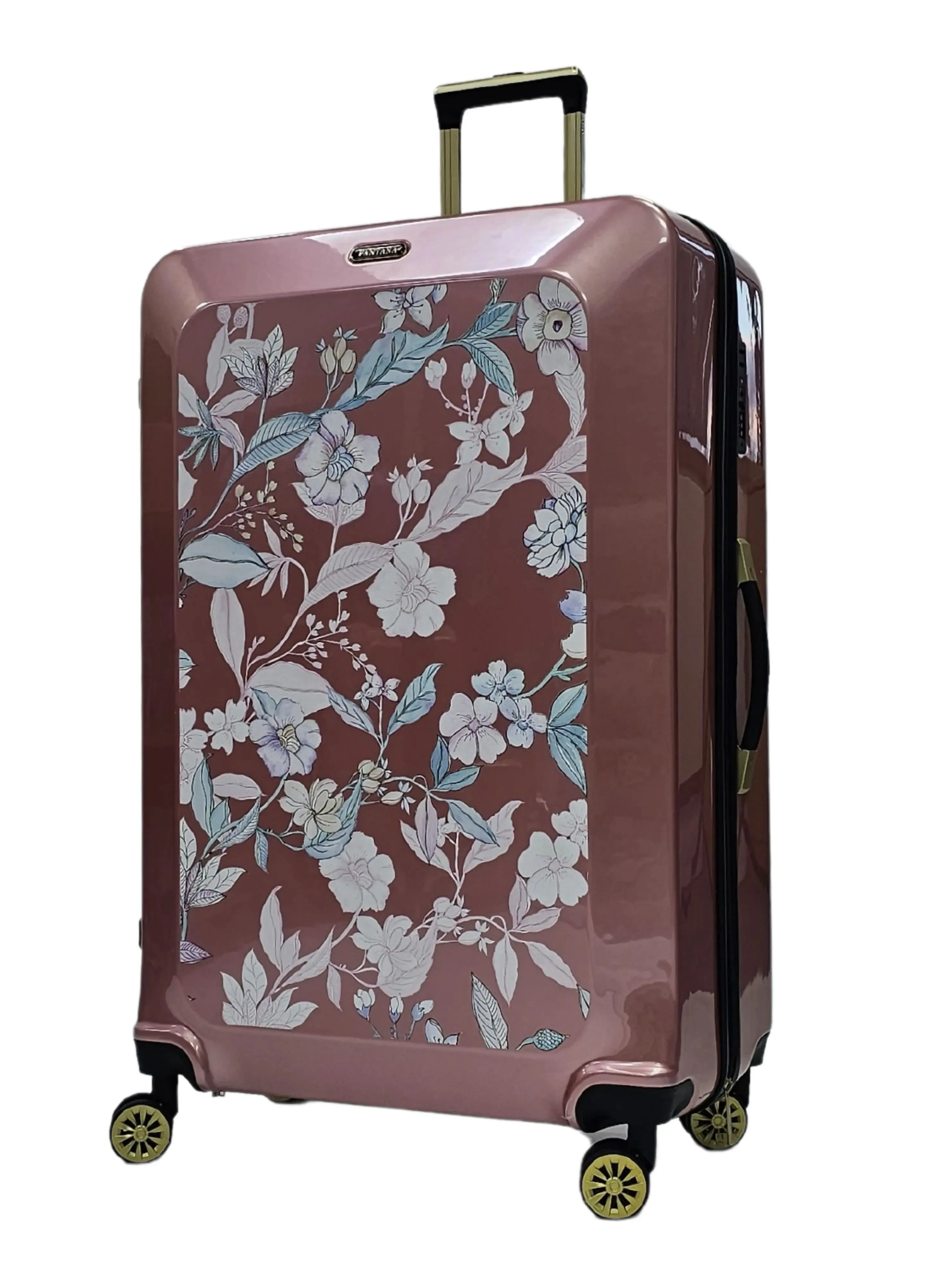 Floral Shiny Hard Case Shell Roller Wheels Suitcase