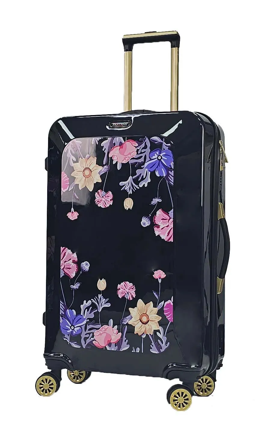 Floral Shiny Hard Case Shell Roller Wheels Suitcase