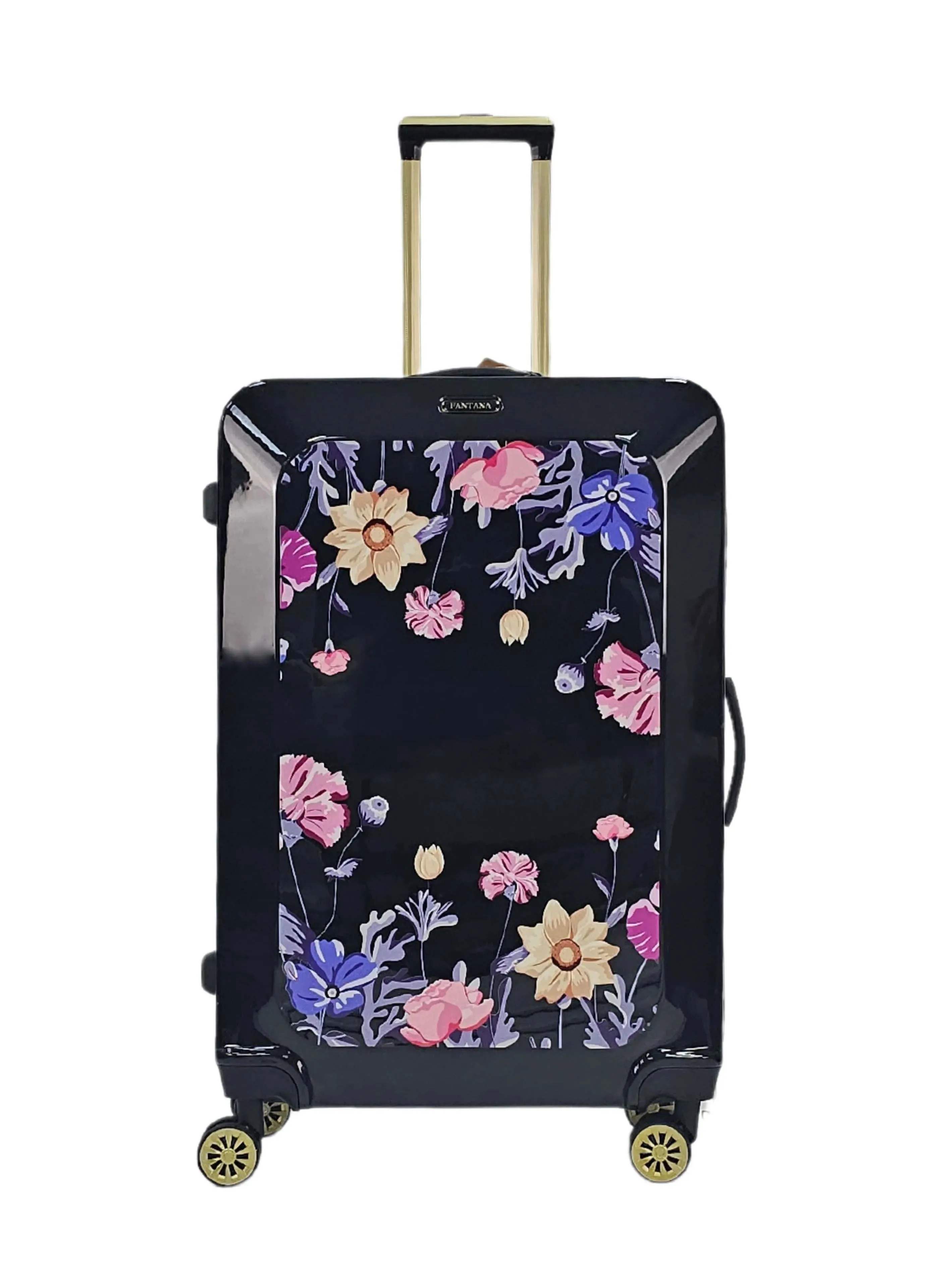 Floral Shiny Hard Case Shell Roller Wheels Suitcase