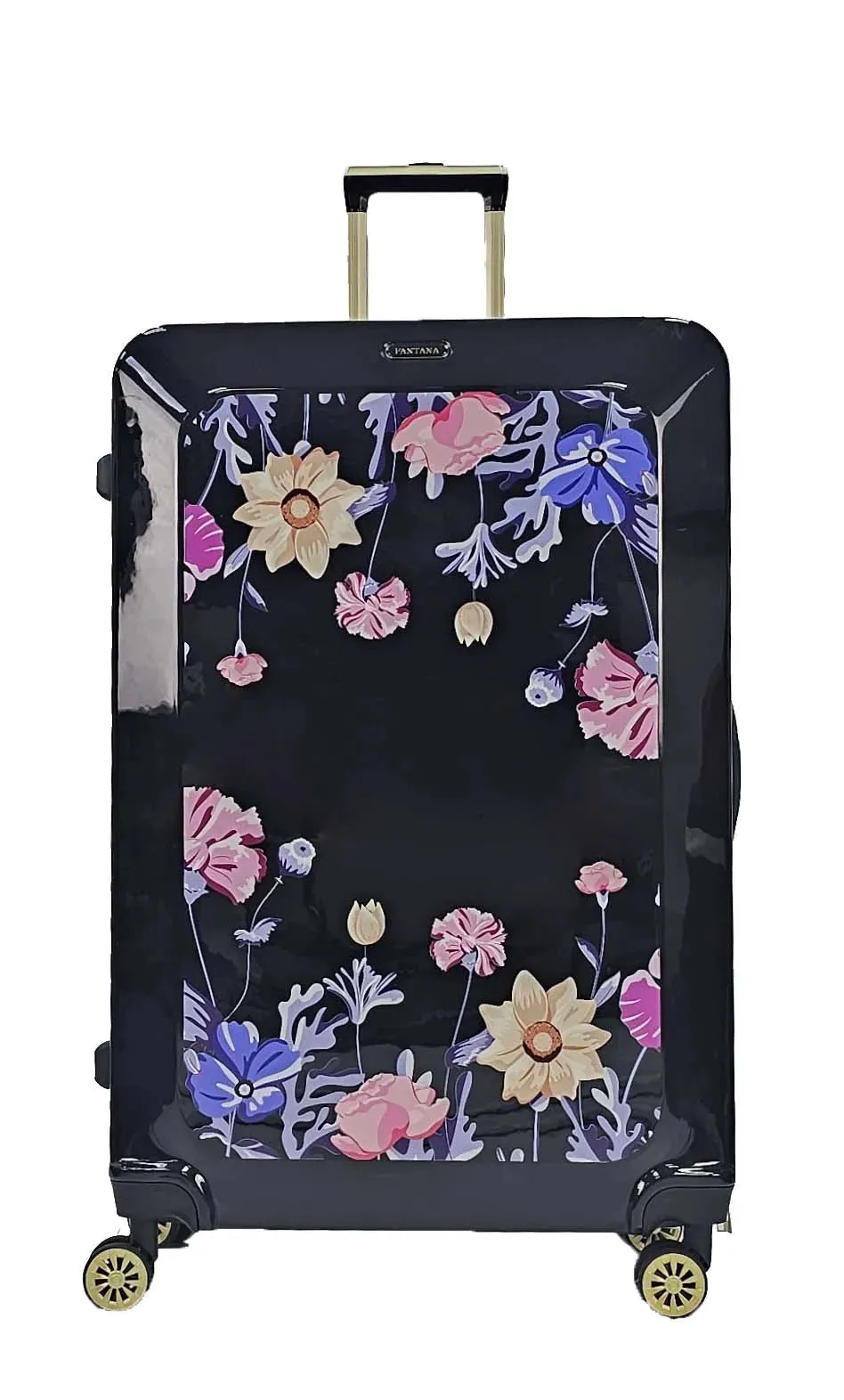 Floral Shiny Hard Case Shell Roller Wheels Suitcase