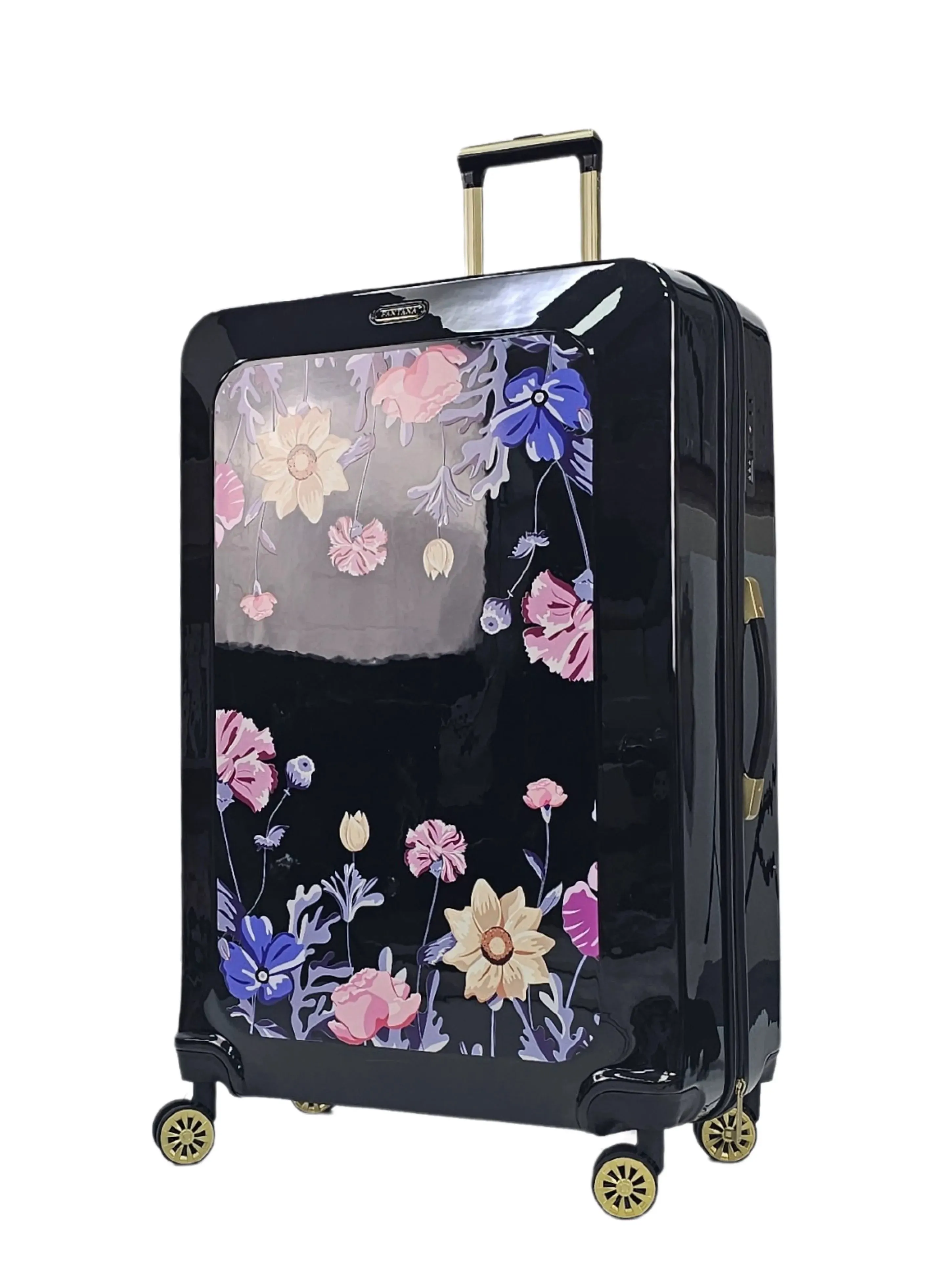 Floral Shiny Hard Case Shell Roller Wheels Suitcase