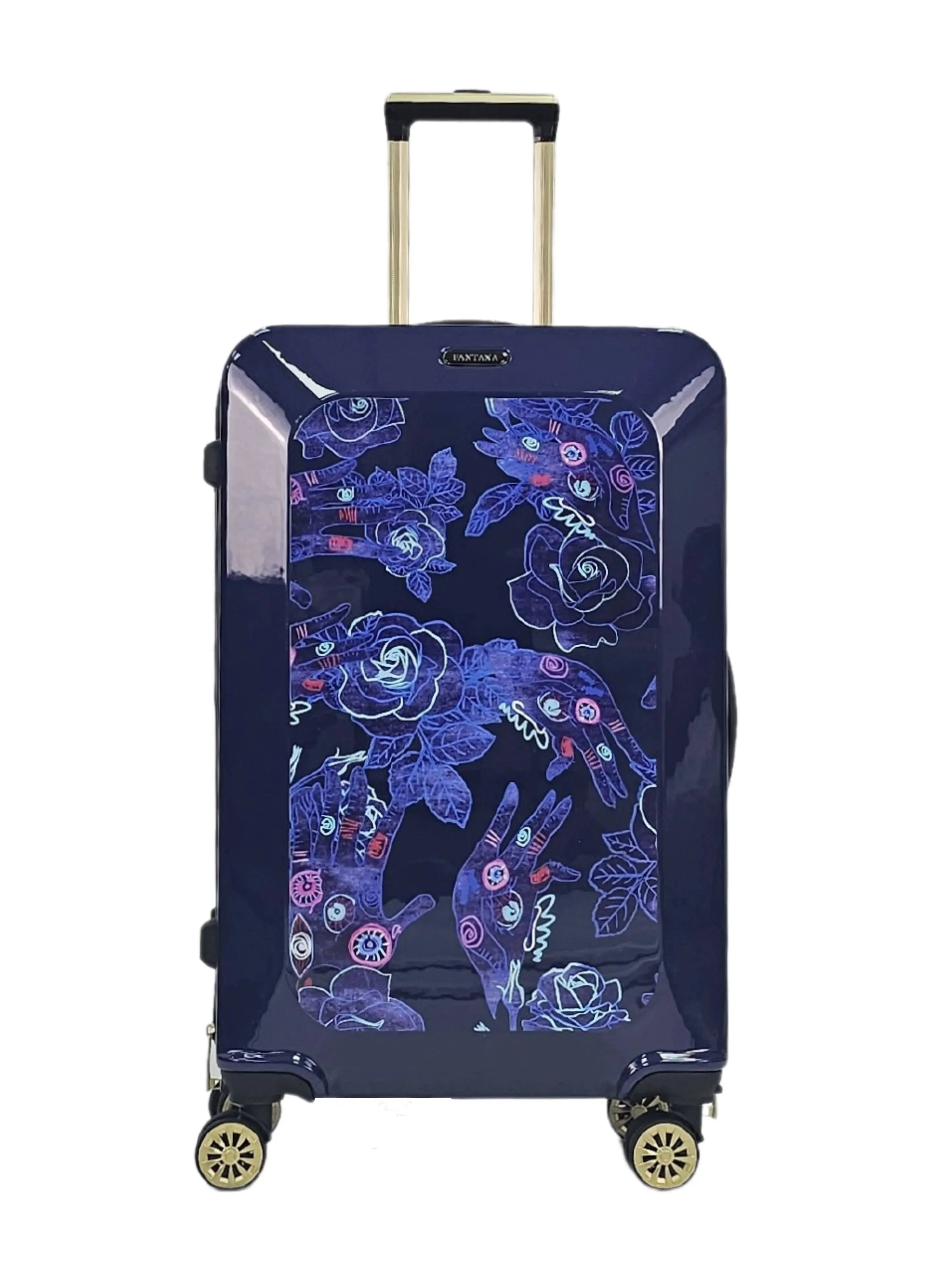 Floral Shiny Hard Case Shell Roller Wheels Suitcase