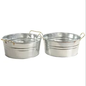 Galvanized Tin Totes - Set of 2