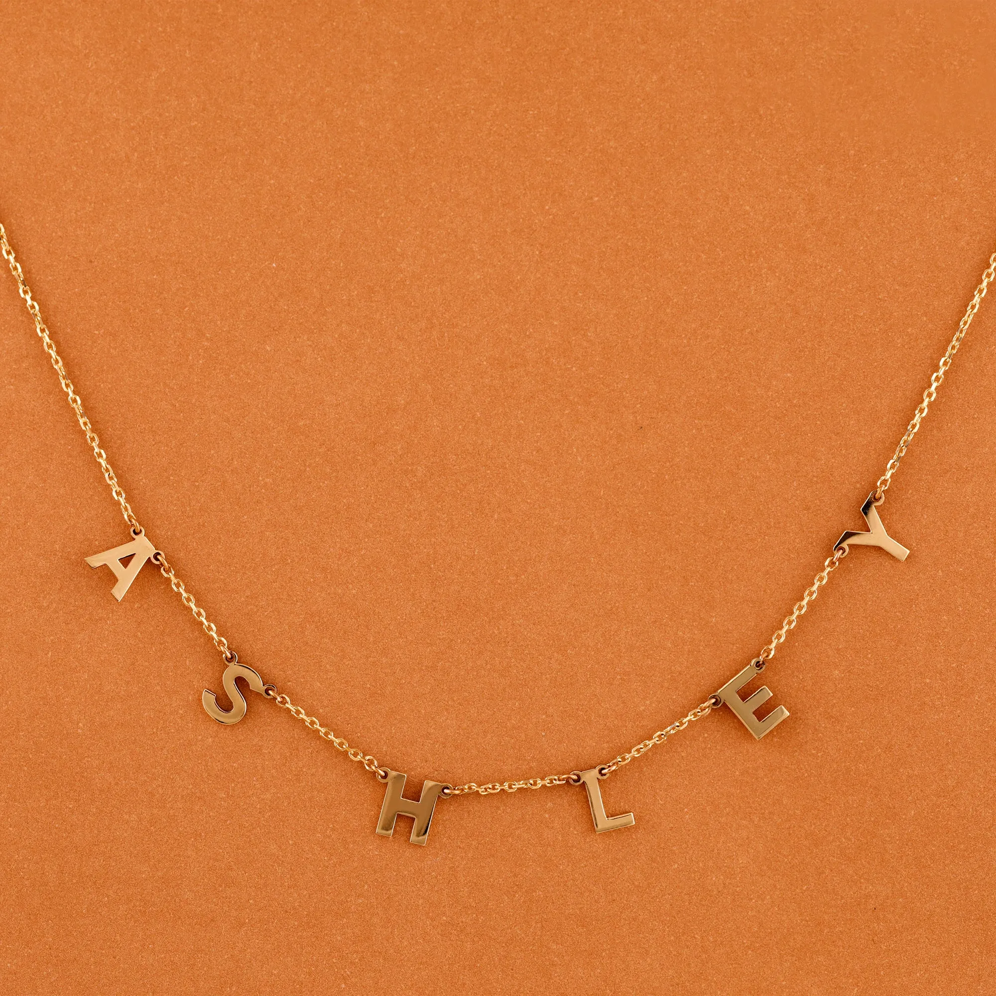 Gold Name Charm Necklace, Elisse