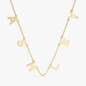 Gold Name Charm Necklace, Elisse