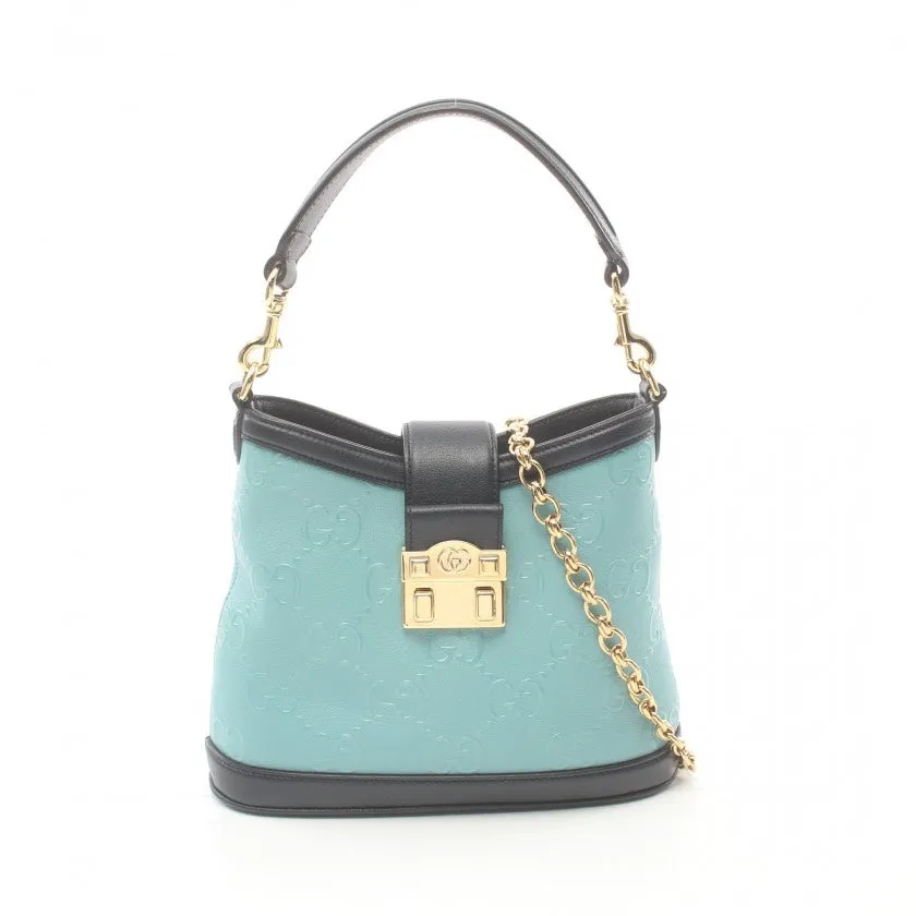 Gucci GG Leather 2-Way Chain Bag in Teal and Black