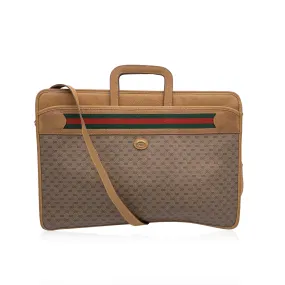 Gucci Vintage Beige Monogram Canvas Briefcase Document Holder