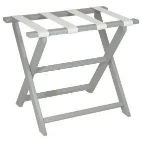 Light Grey Straight Leg Eco Luggage Rack with 4 White Nylon Straps