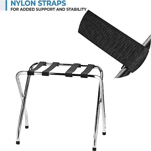 Metal DIY X-Shape Foldable Luggage Rack with Nylon Straps & Rubber Feet