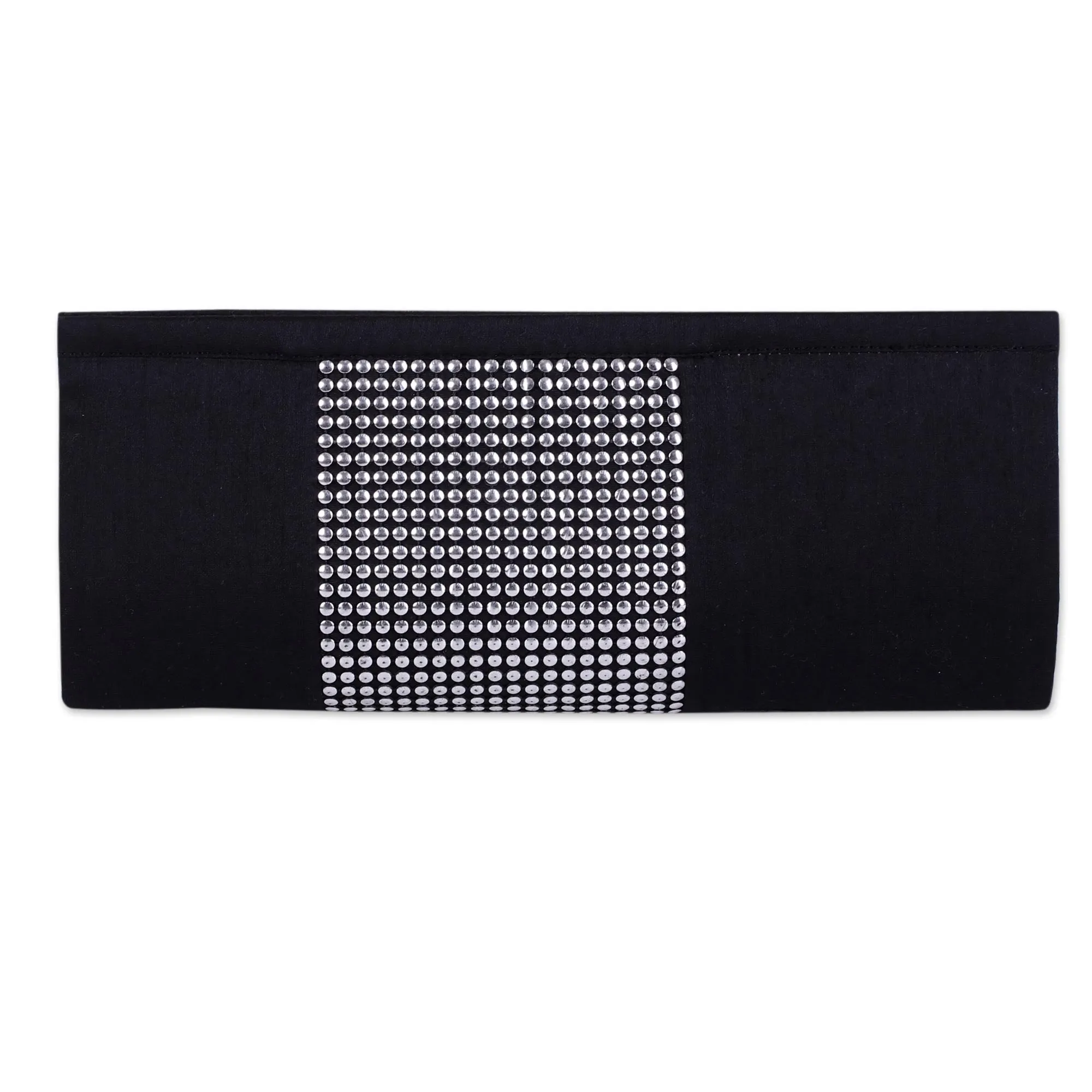 Moonlight Sparkle Black and Silver Evening Clutch Handbag from India