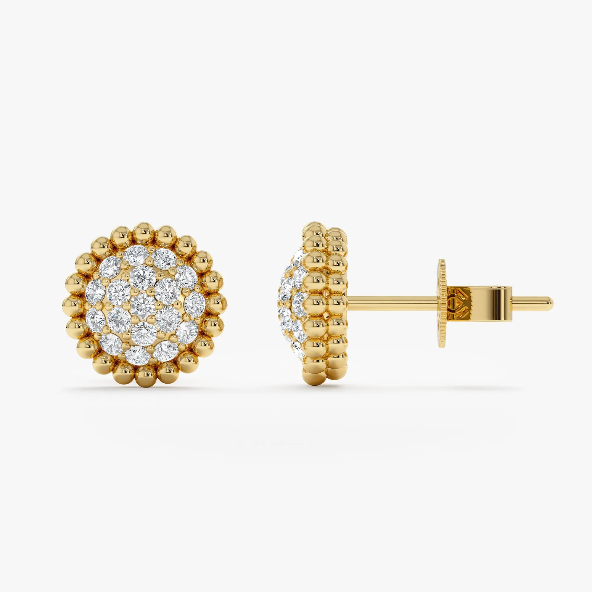 Paved Diamond Round Disc Studs, Daniela