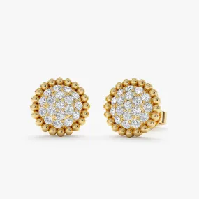 Paved Diamond Round Disc Studs, Daniela