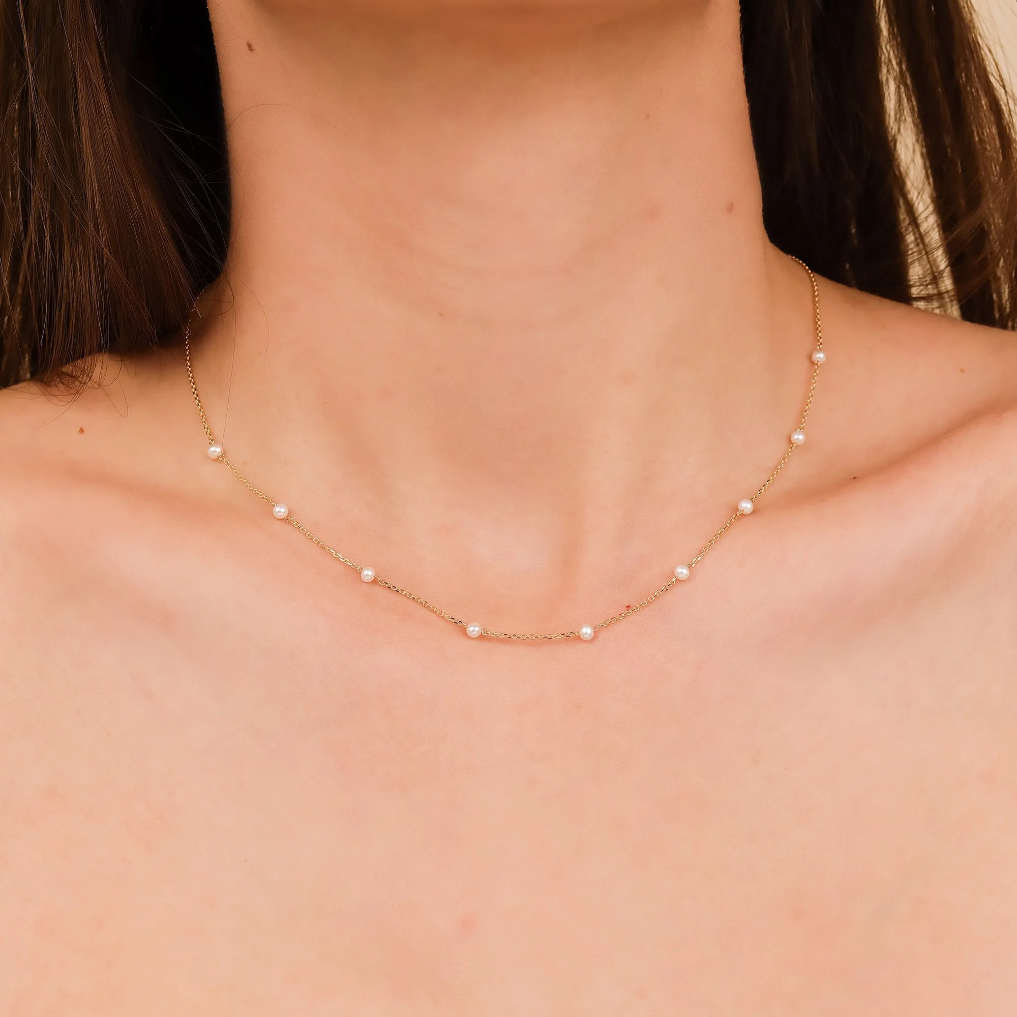 Pearl Station Necklace, Perla