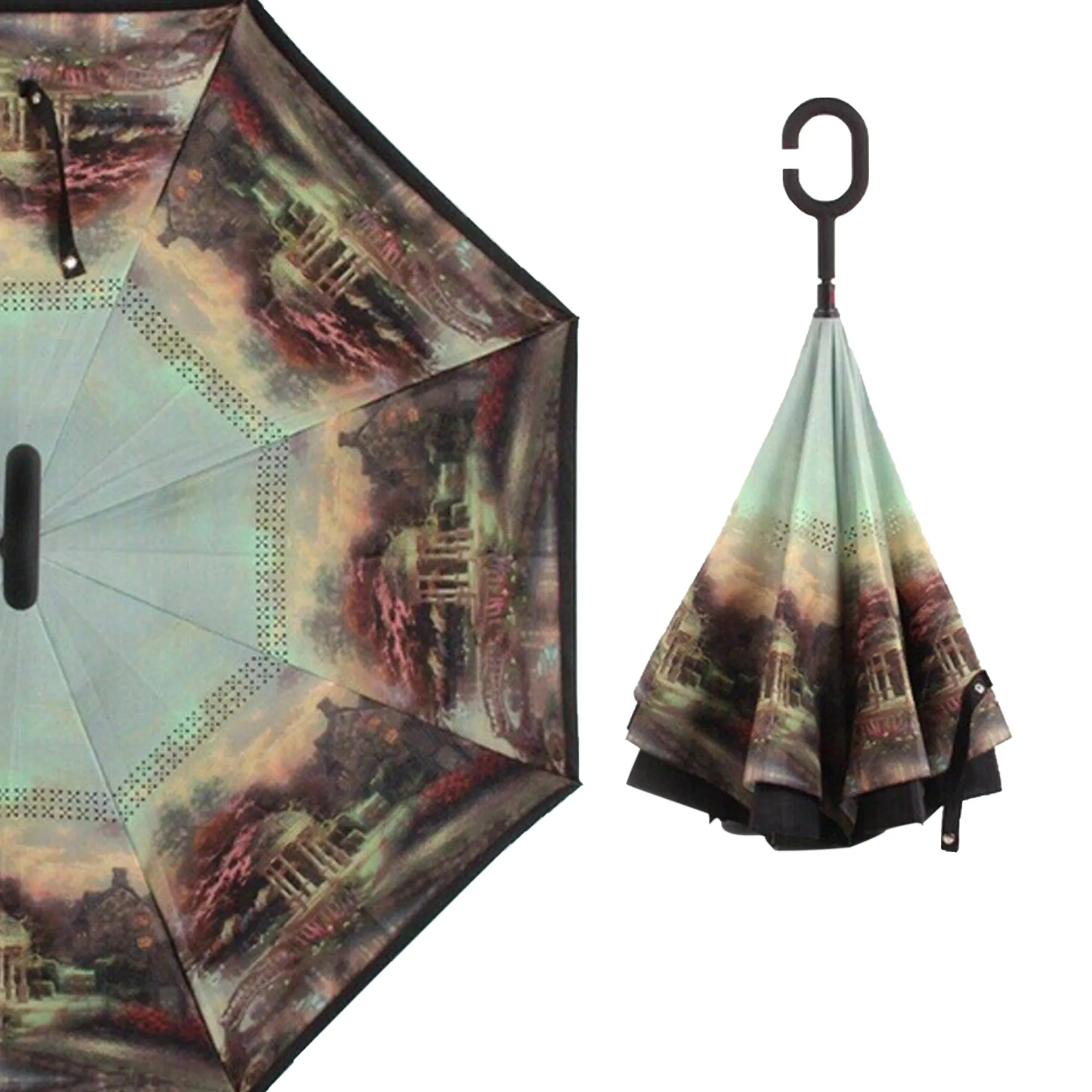 Printed Travel Windproof Umbrella (Reverse Umbrella)