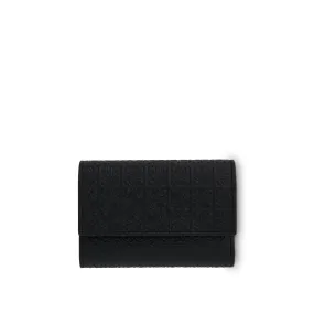 Repeat Small Vertical Wallet in Embossed Calfskin in Black