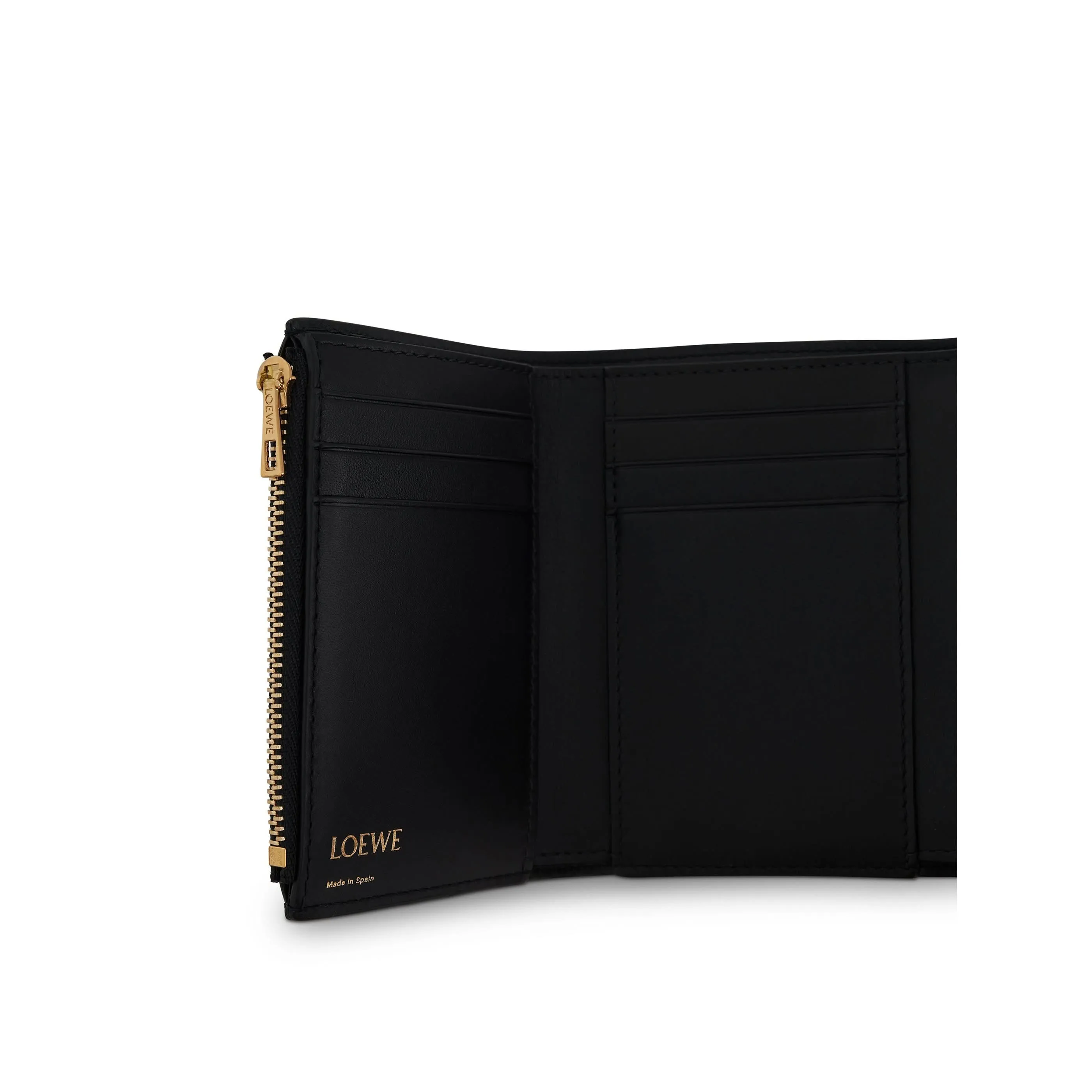 Repeat Small Vertical Wallet in Embossed Calfskin in Black