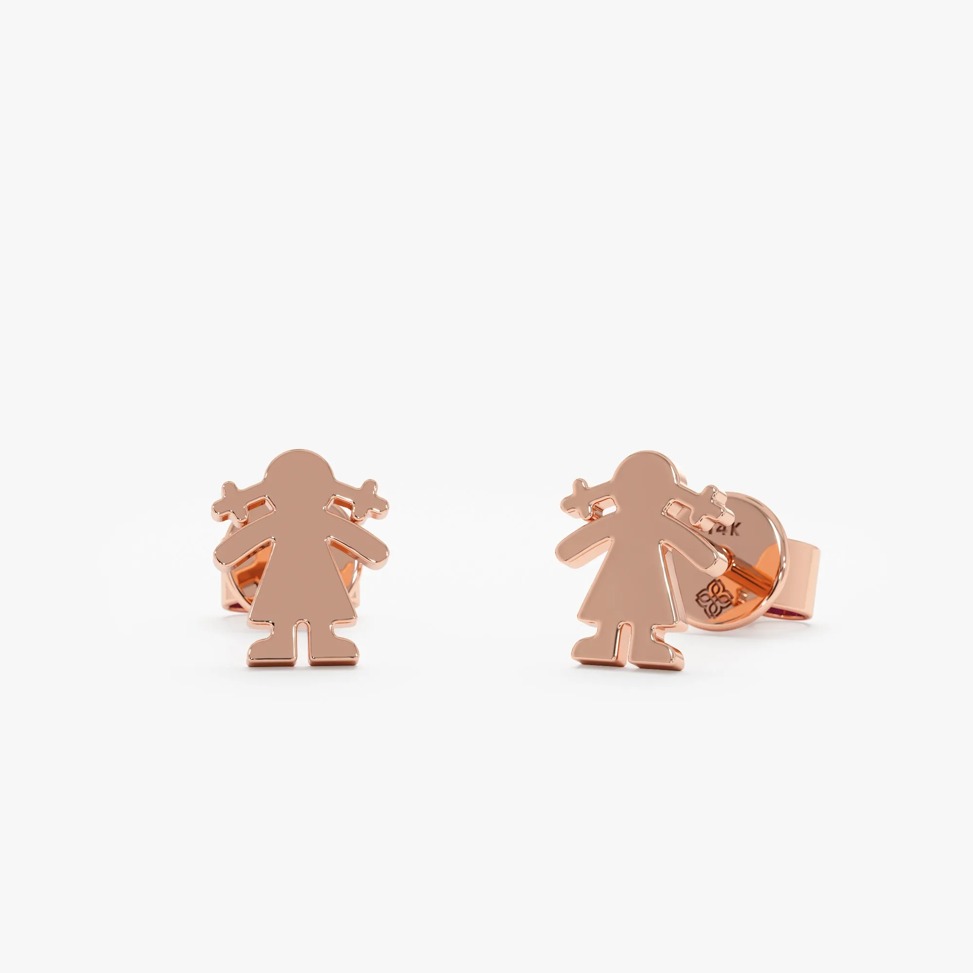 Solid Gold Baby Girl Stud Earrings, Gretal