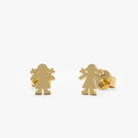 Solid Gold Baby Girl Stud Earrings, Gretal