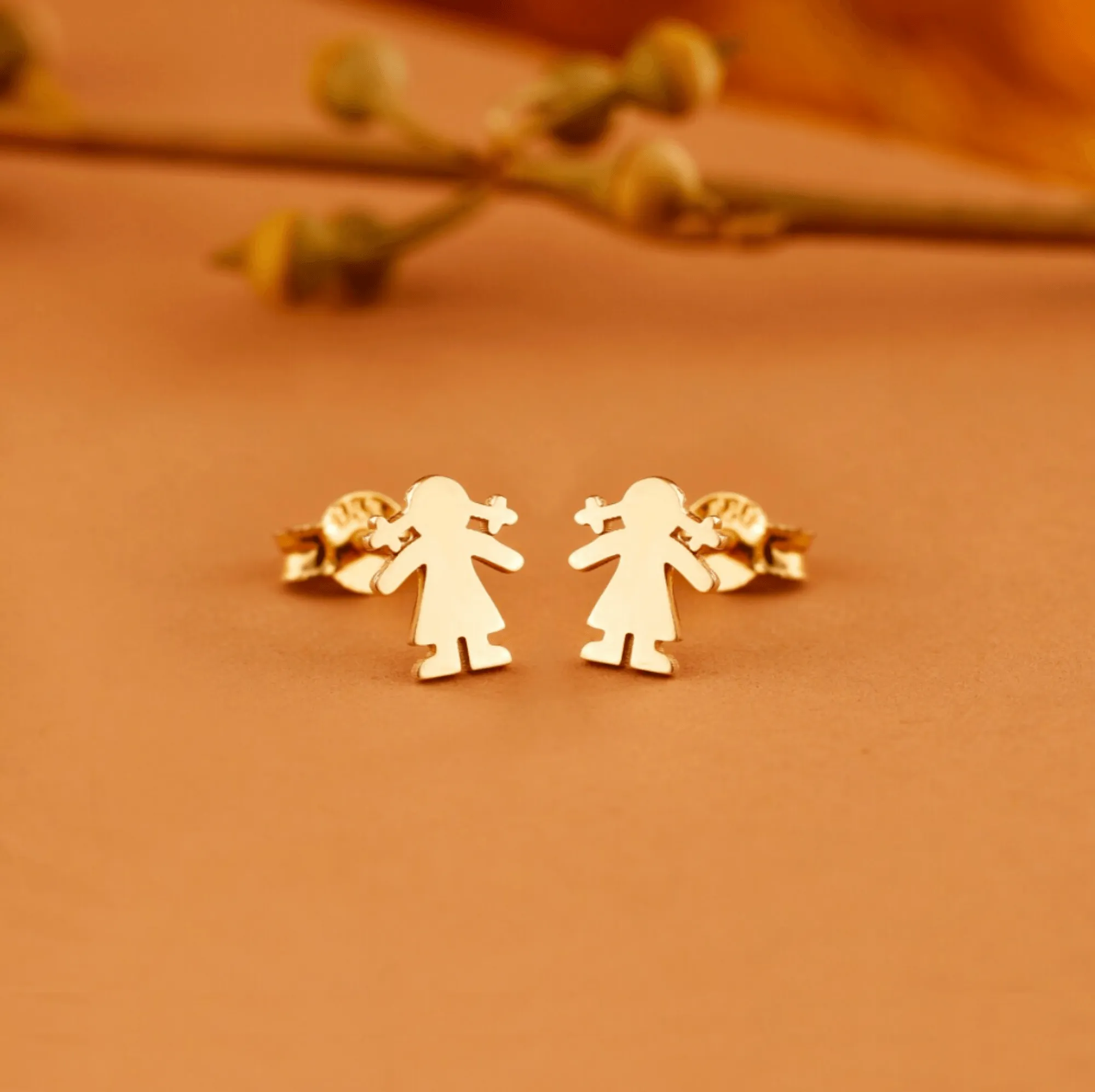 Solid Gold Baby Girl Stud Earrings, Gretal