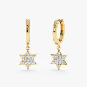 Star of David Diamond Charm Huggies, Jerus