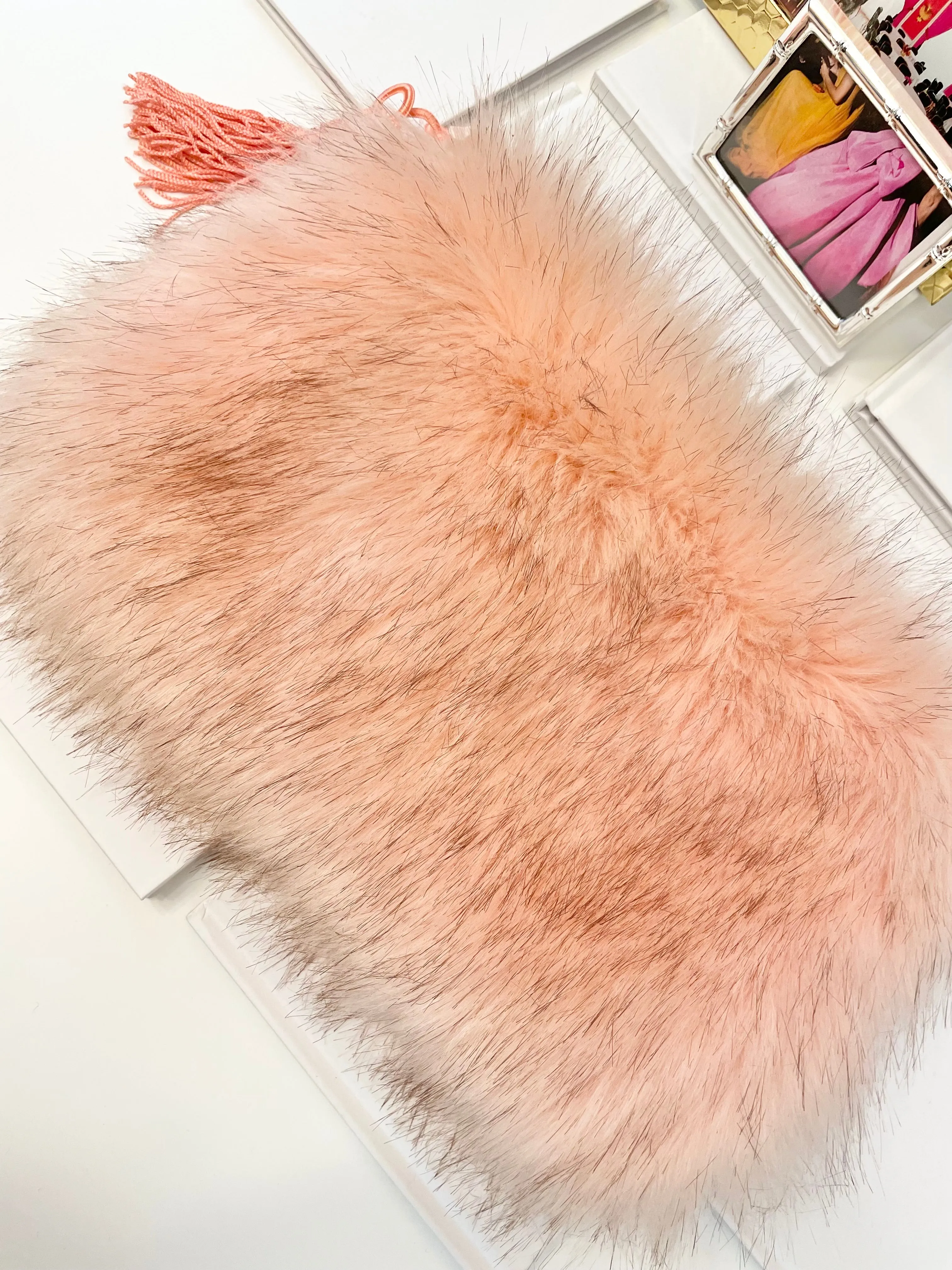 The most lovely blush faux fur clutch bag! So feminine...