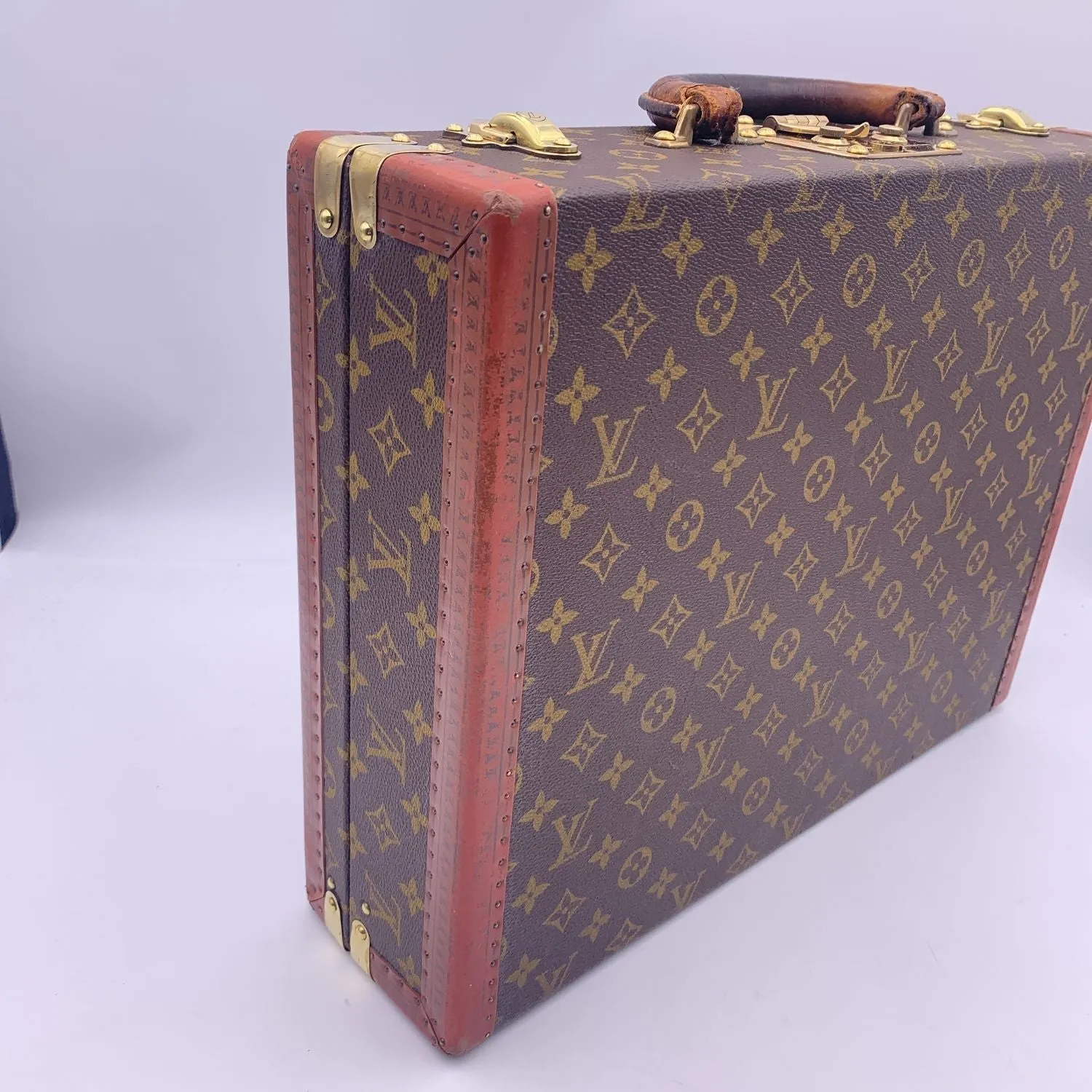 Trendy Inspired Louis Vuitton Vintage Monogram President Hard Case Briefcase Bag