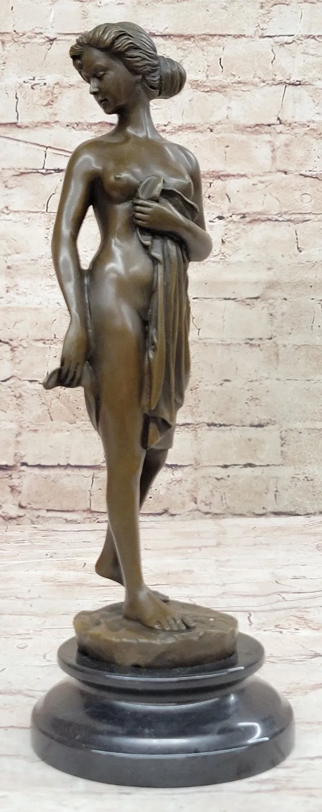 Western Bronze Marble Nude Woman Lady Standing Art Deco Sculpture Statue Sale